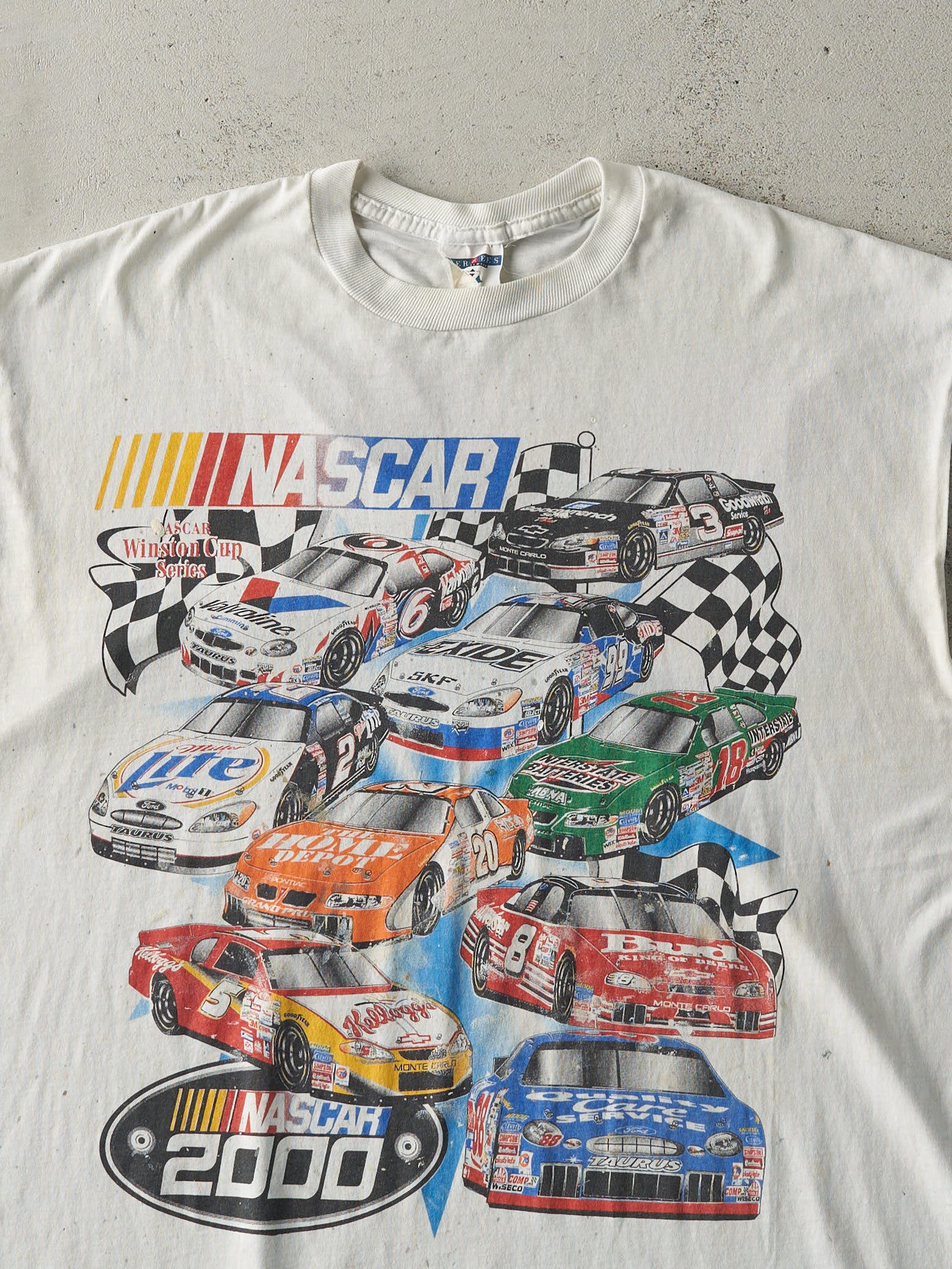 Vintage 00' White Nascar Winston Cup Series Racing Cut Off Tee (L)