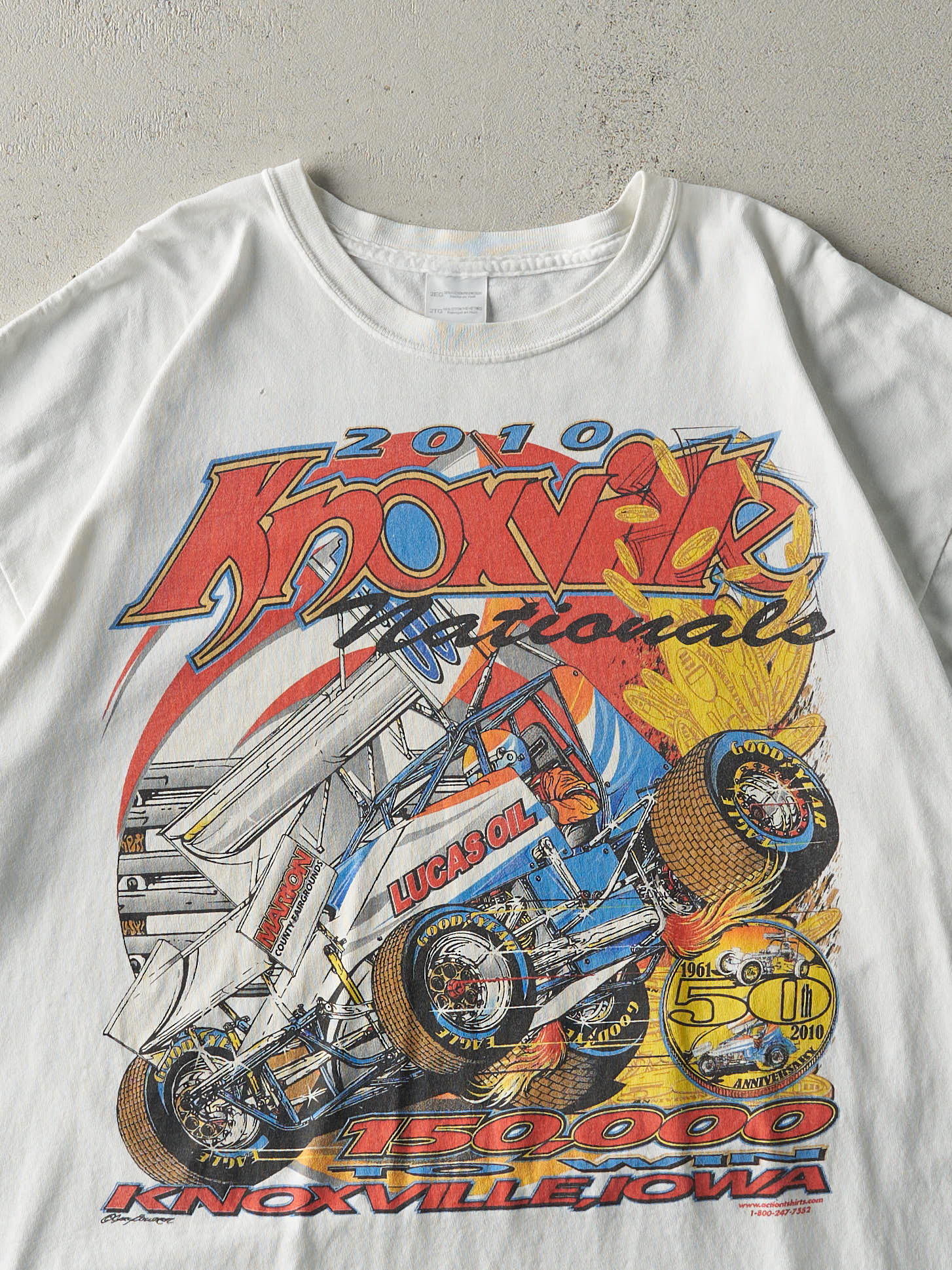 Vintage 10' White Knoxville Nationals Racing Tee (XL)