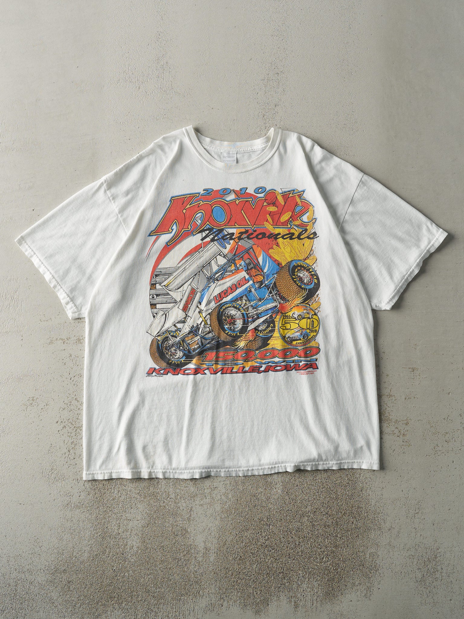 Vintage 10' White Knoxville Nationals Racing Tee (XL)