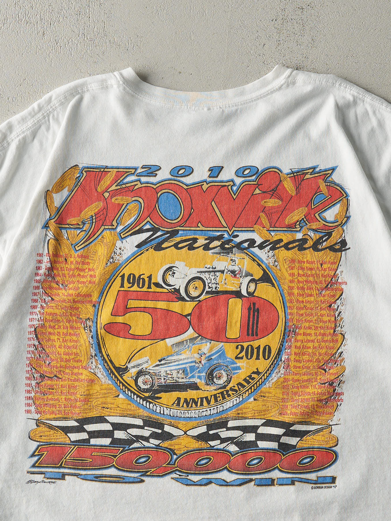 Vintage 10' White Knoxville Nationals Racing Tee (XL)