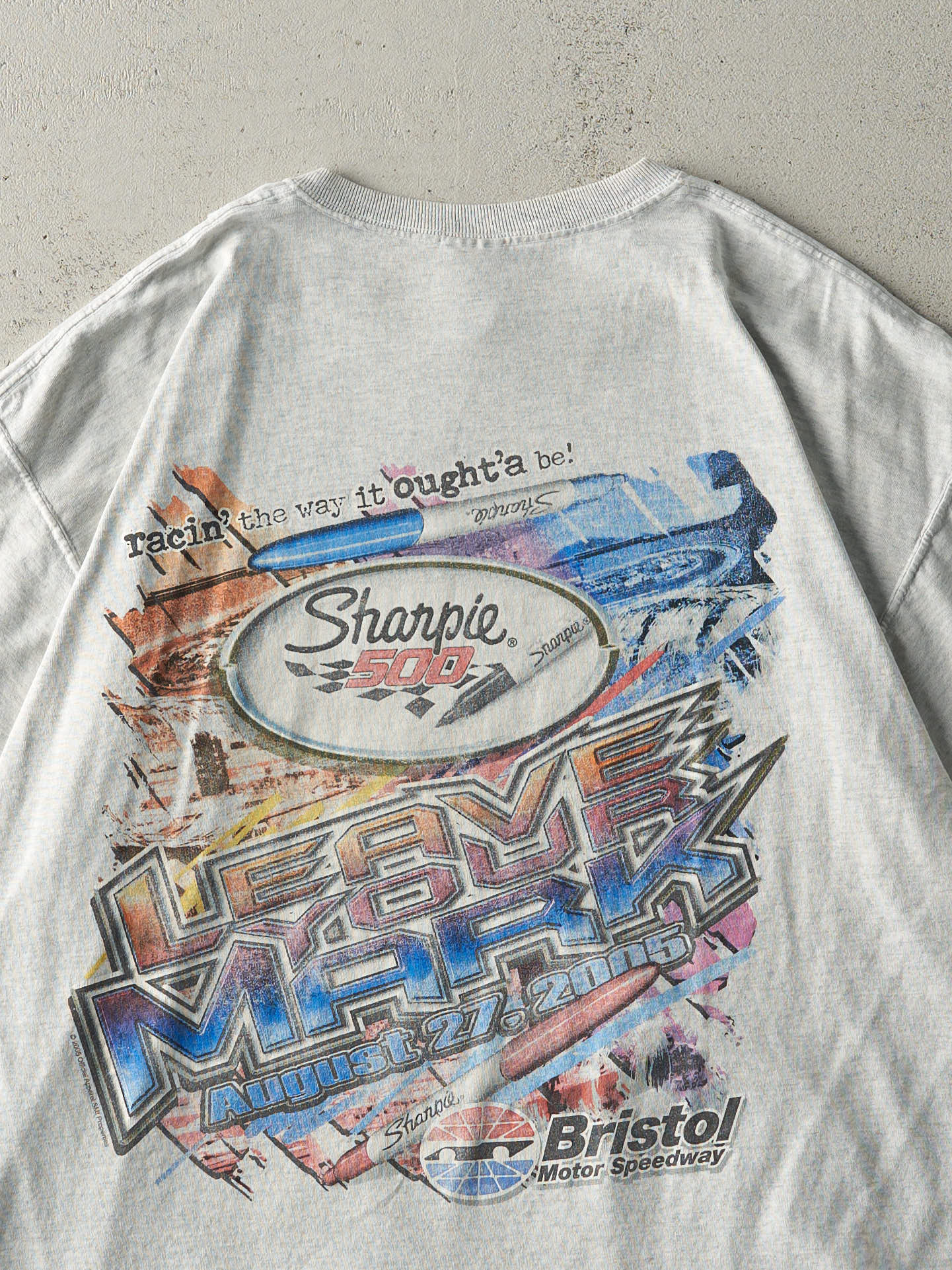 Vintage 05' Heather Grey Sharpie 500 Racing Tee (L/XL)