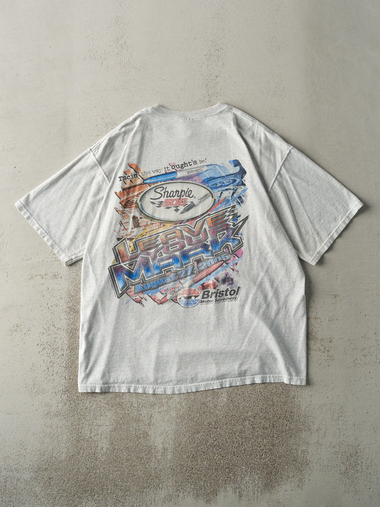 Vintage 05' Heather Grey Sharpie 500 Racing Tee (L/XL)