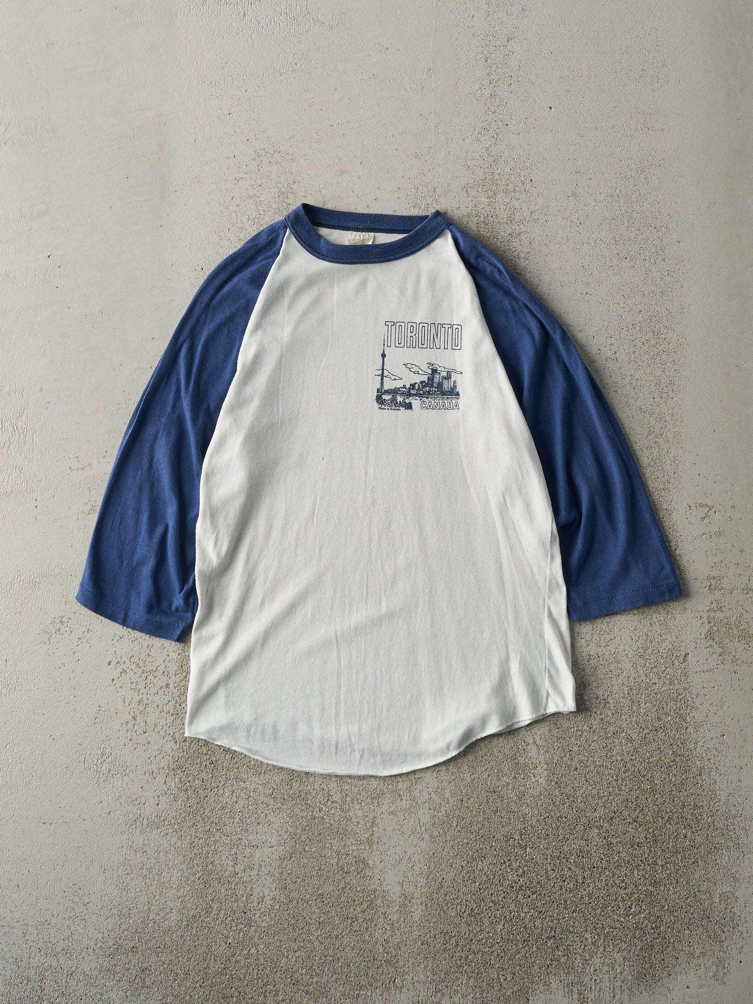 Vintage 90s Blue & White Toronto Canada 3/4 Sleeve (XS/S)