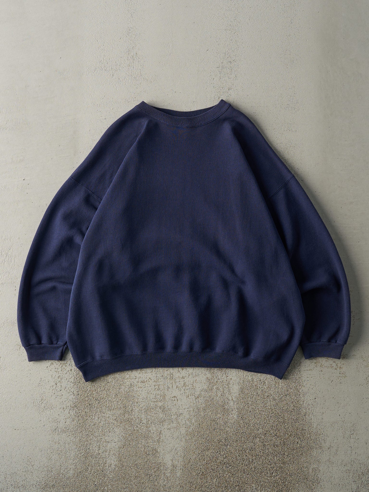 Vintage 90s Navy Blue Blank Boxy Crewneck (XL)