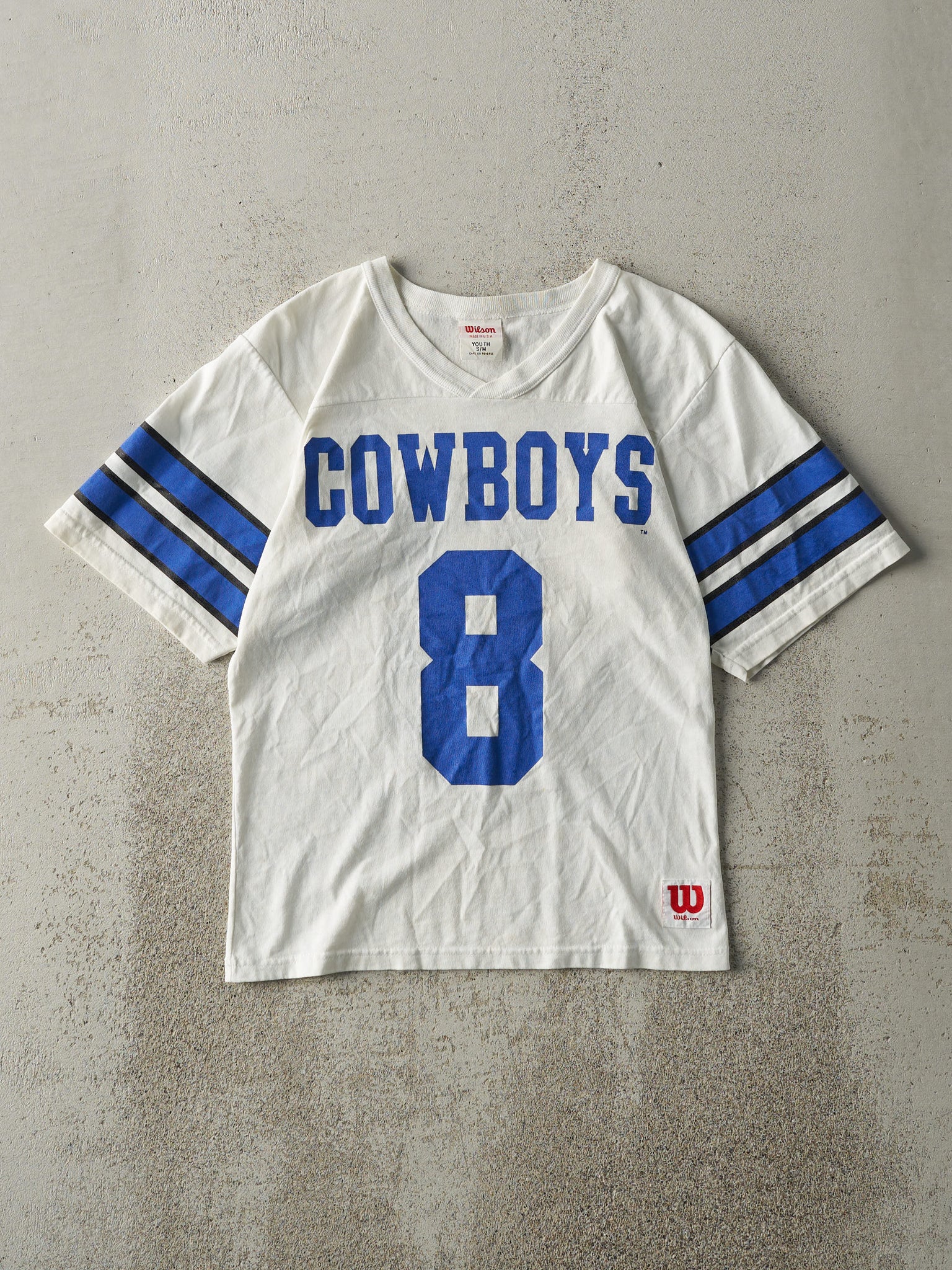 Vintage 90s White Dallas Cowboys #8 Troy Aikman Football Jersey Tee (XS)