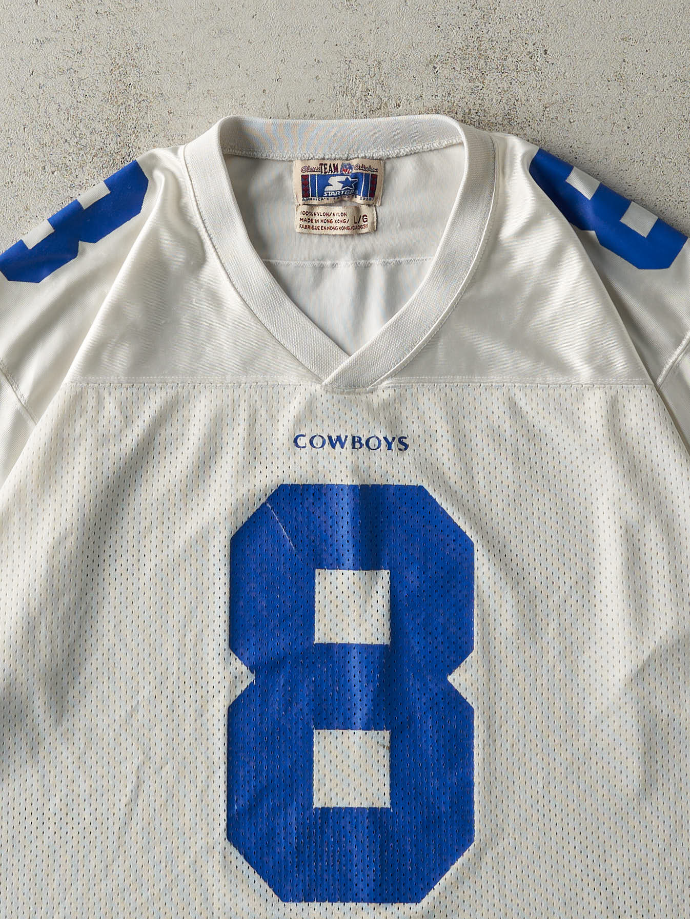 Vintage 90s White Dallas Cowboys #8 Troy Aikman Cropped Football Jersey (L)