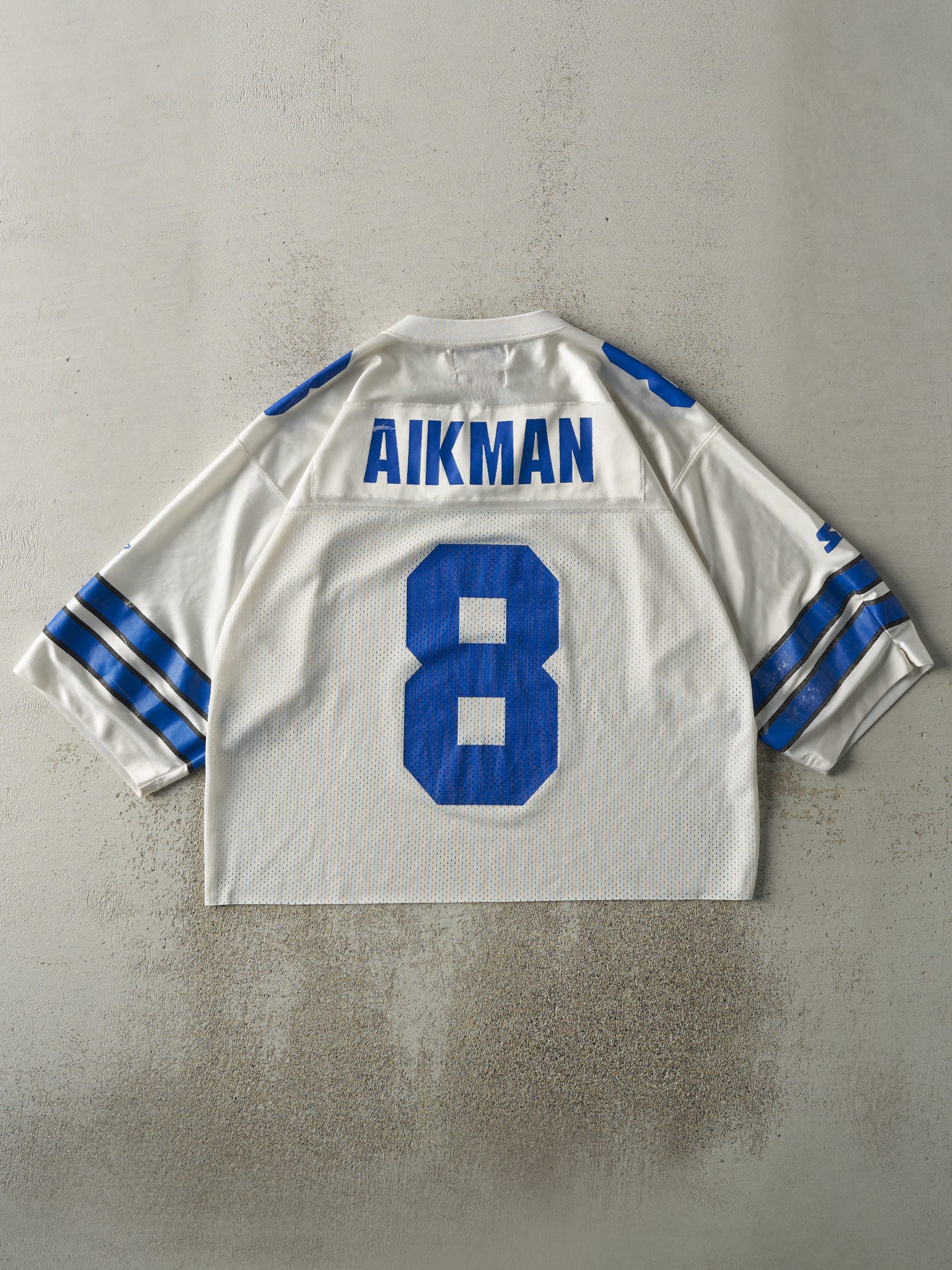 Vintage 90s White Dallas Cowboys #8 Troy Aikman Cropped Football Jersey (L)