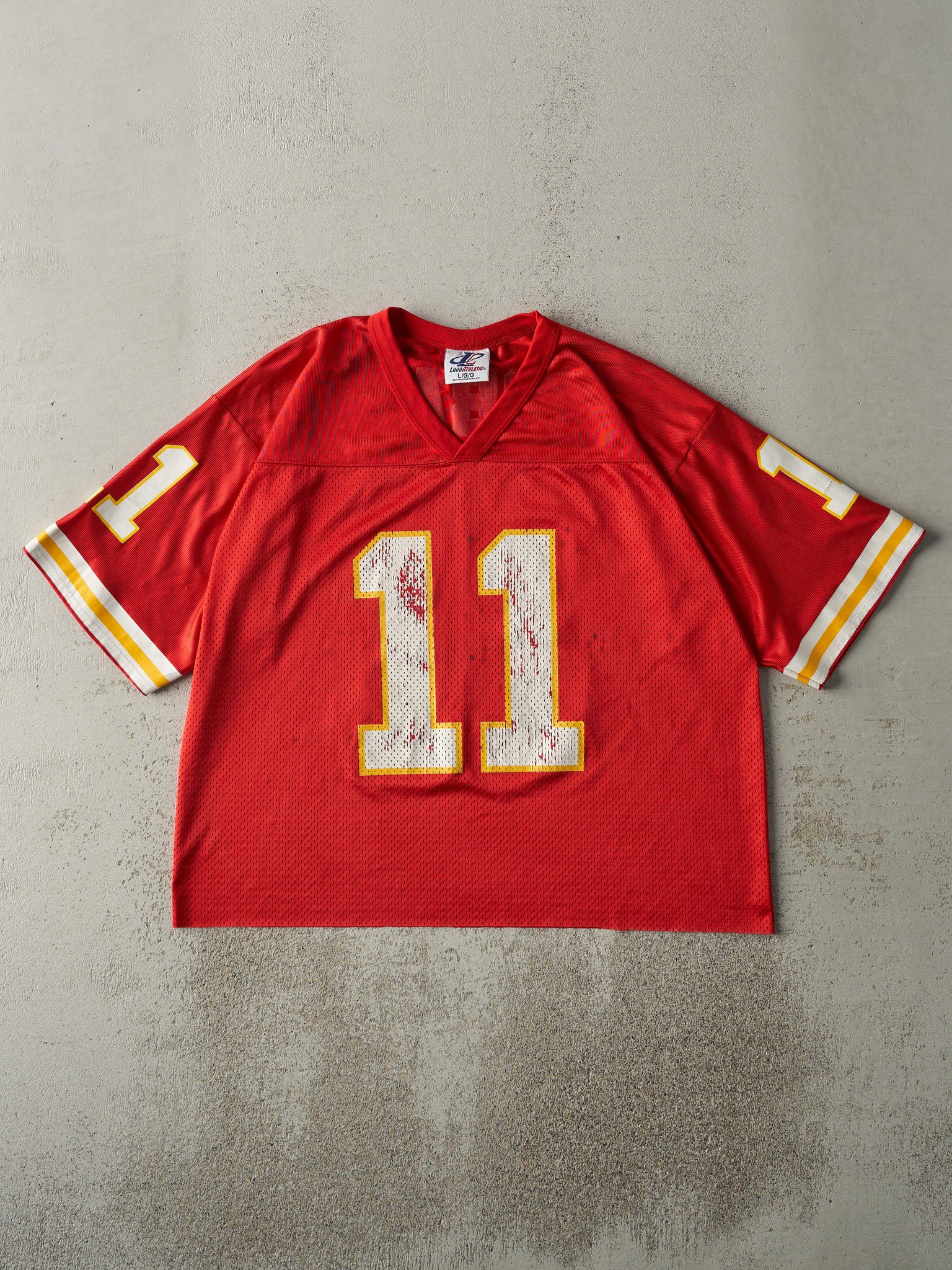 Vintage 90s Red Kansas City Chiefs #11 Elvis Grbac Cropped Football Jersey (L)