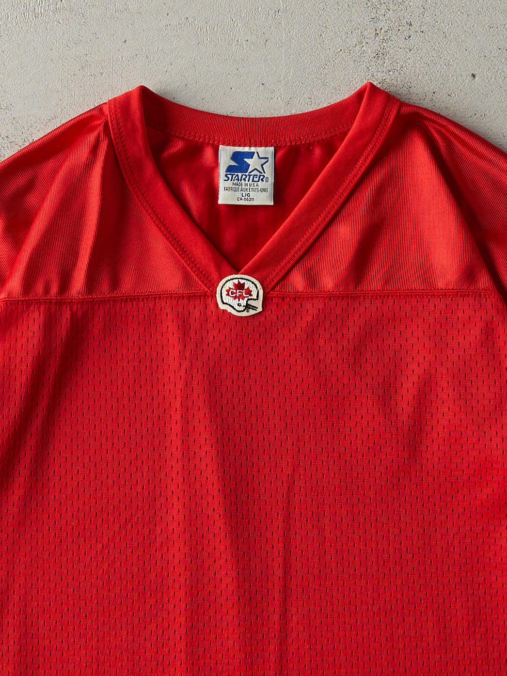 Vintage 90s Red Calgary Stampeders Cropped Football Jersey (L)