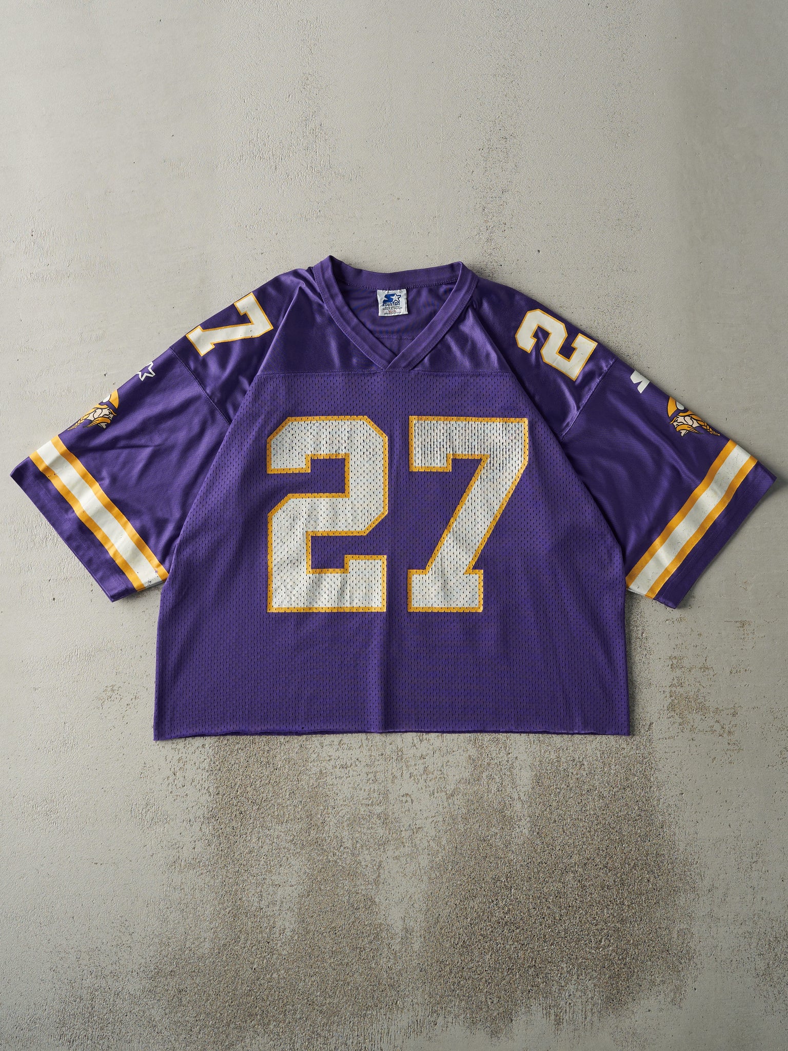 Vintage 98' Purple Minnesota Vikings #27 Corey Fuller Cropped Football Jersey (L)