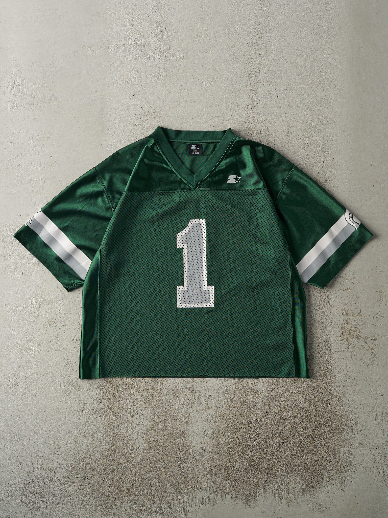 Vintage Y2K Green Michigan State Spartans #1 Cropped Football Jersey (M/L)