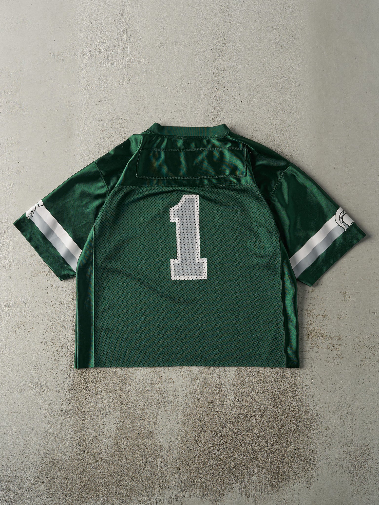 Vintage Y2K Green Michigan State Spartans #1 Cropped Football Jersey (M/L)