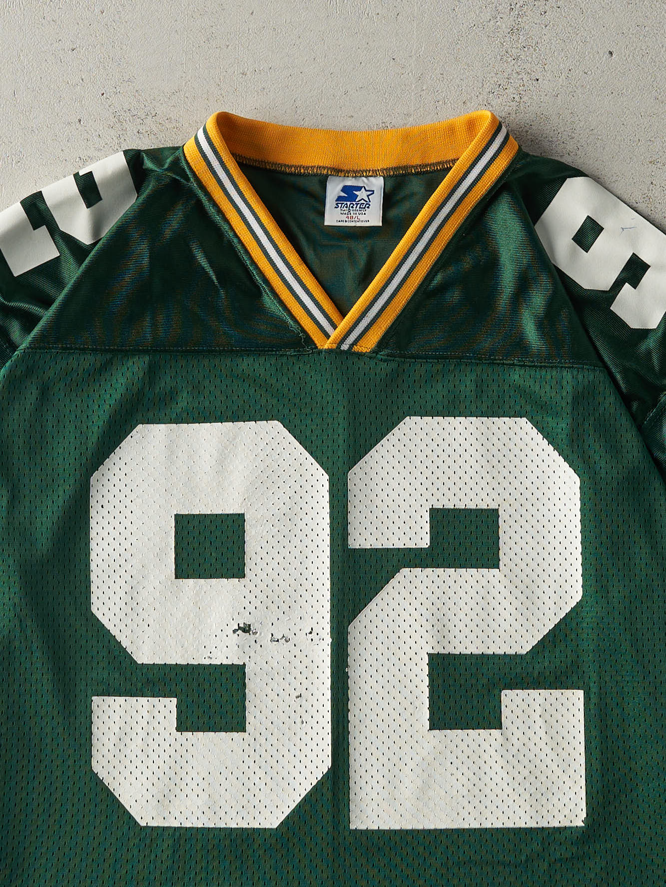 Vintage 95' Green Green Bay Packers #92 Reggie White Cropped Football Jersey (L)