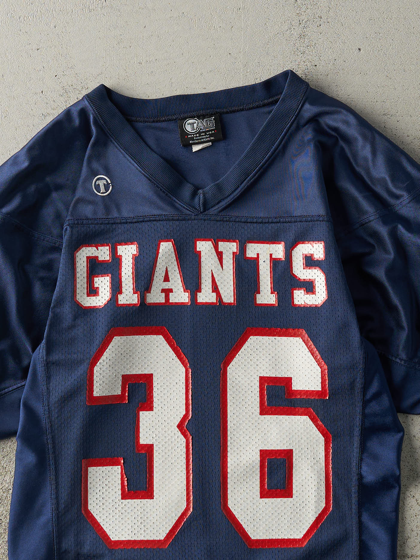 Vintage Y2K Navy Blue Giants #36 Cropped Football Jersey (S)