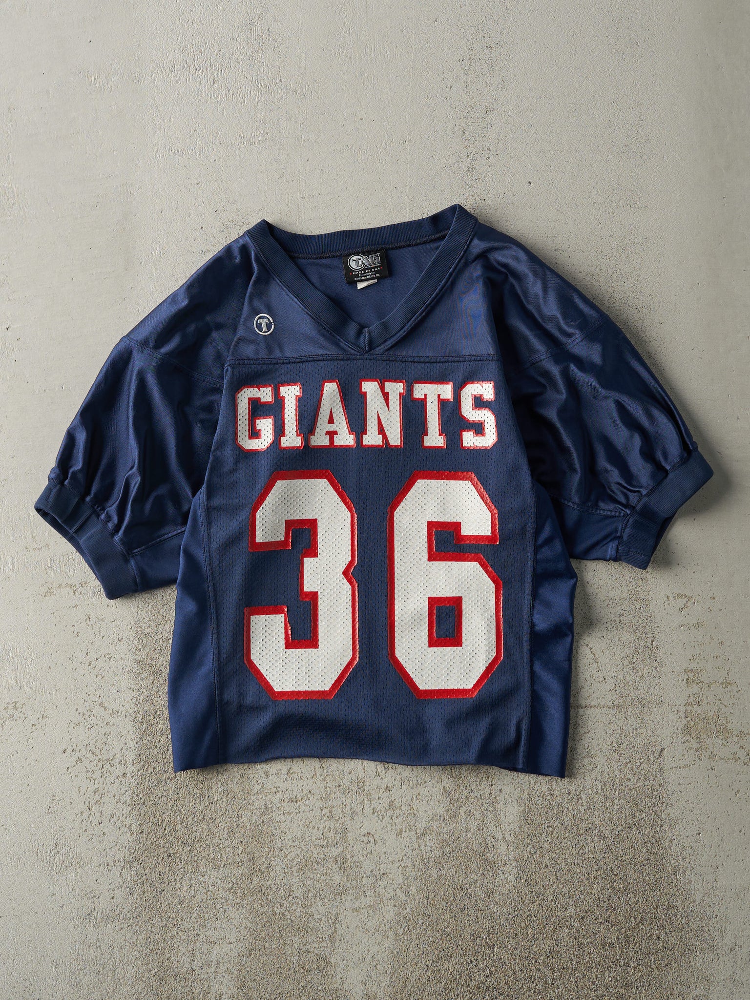 Vintage Y2K Navy Blue Giants #36 Cropped Football Jersey (S)