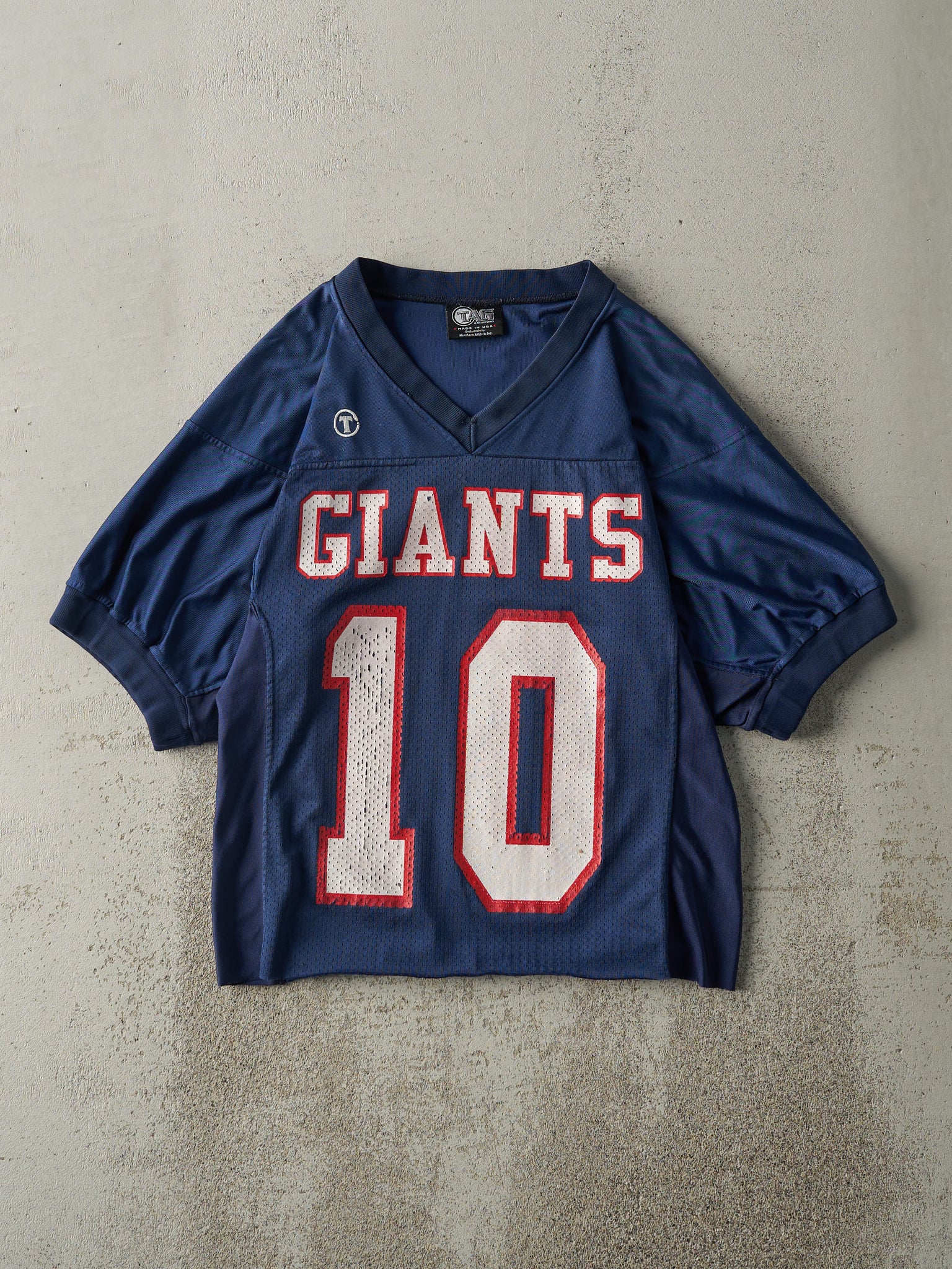 Vintage Y2K Navy Blue Giants #10 Cropped Football Jersey (S/M)