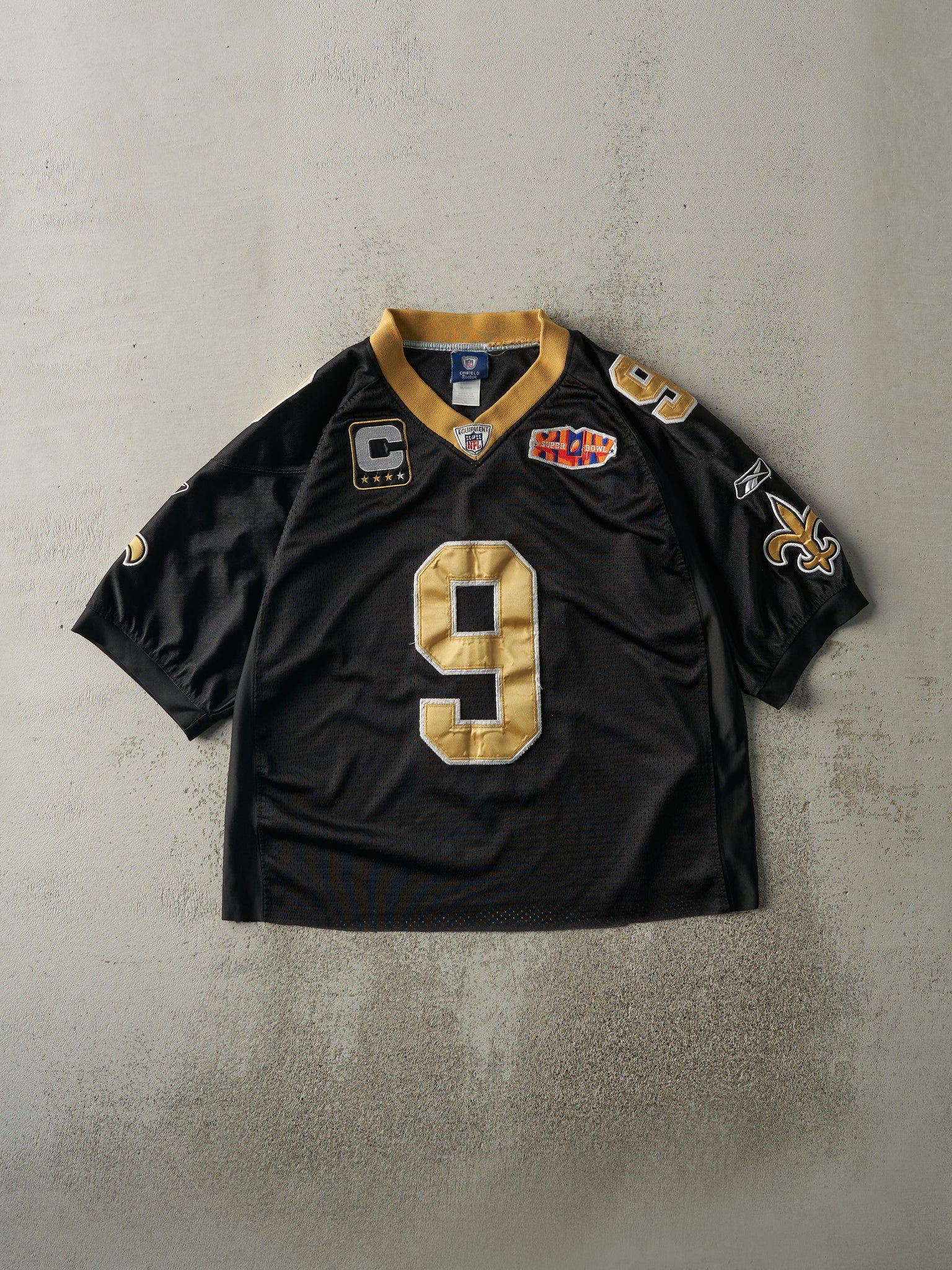 Vintage Y2K Black New Orleans Saints #9 Drew Brees Cropped Football Jersey (M/L)