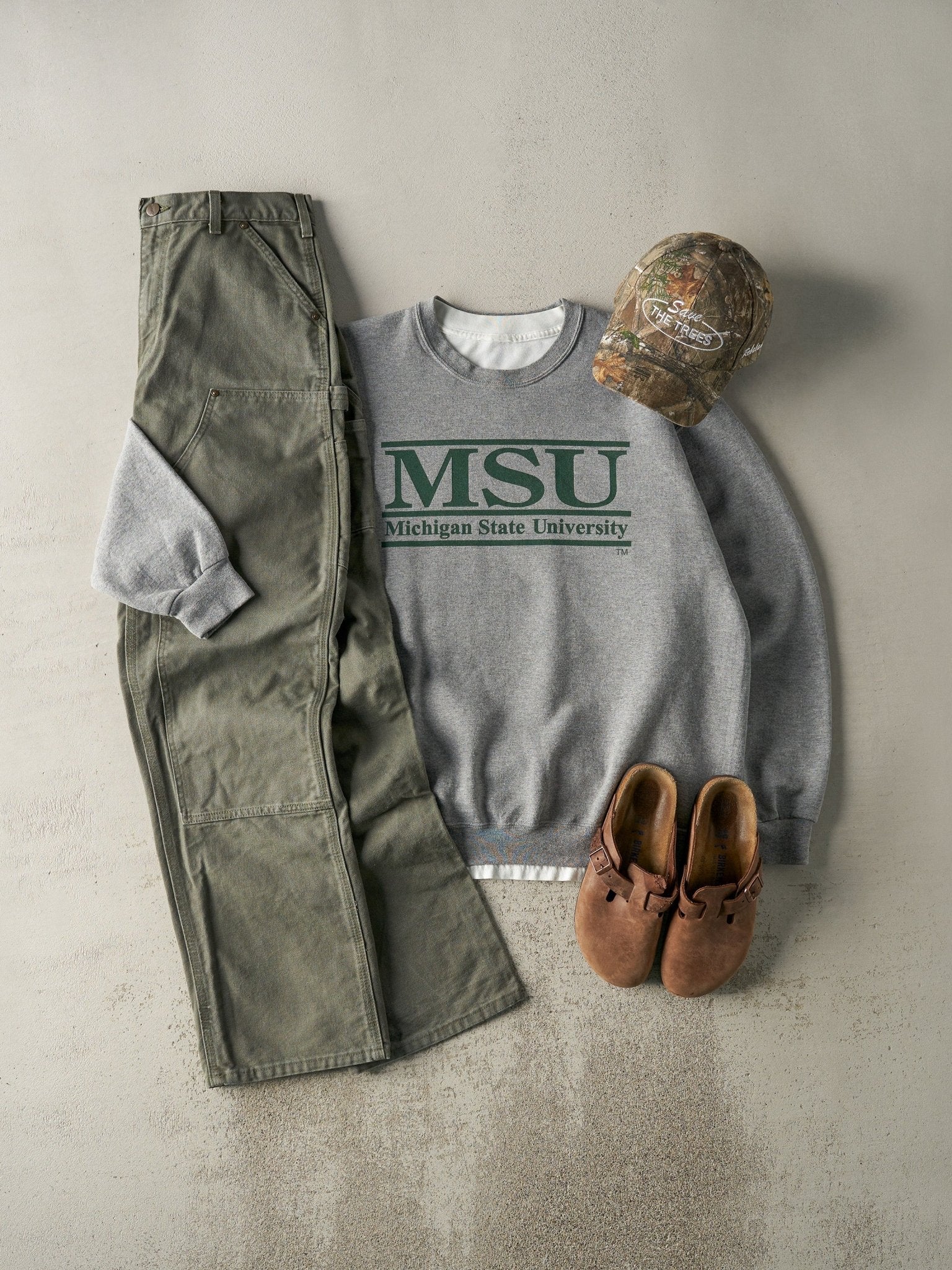 Vintage Y2K Grey Michigan State University Crewneck (L)