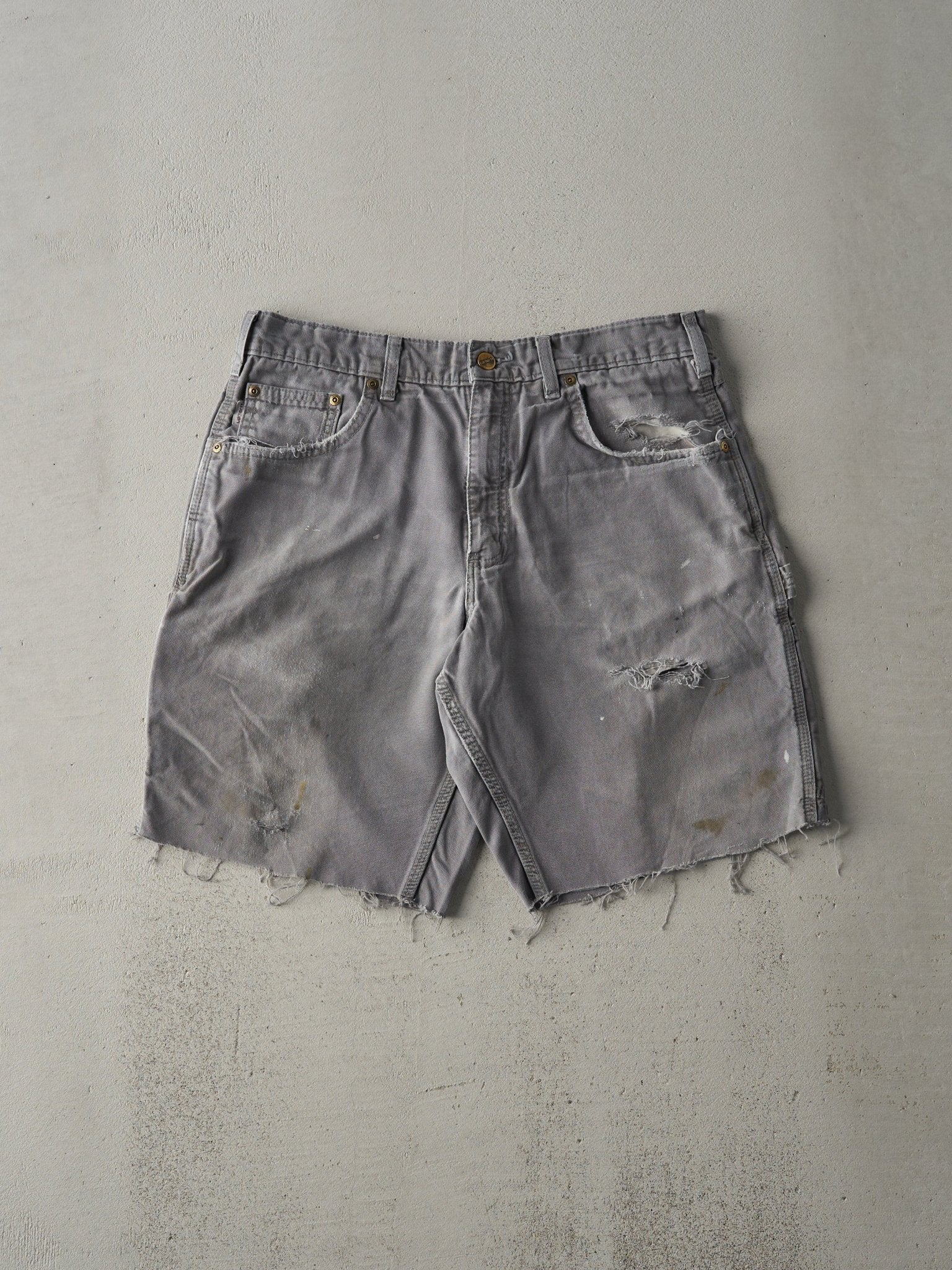 Vintage Y2K Grey Loose Fit Carhartt Carpenter Cut Off Shorts (34x9.5)