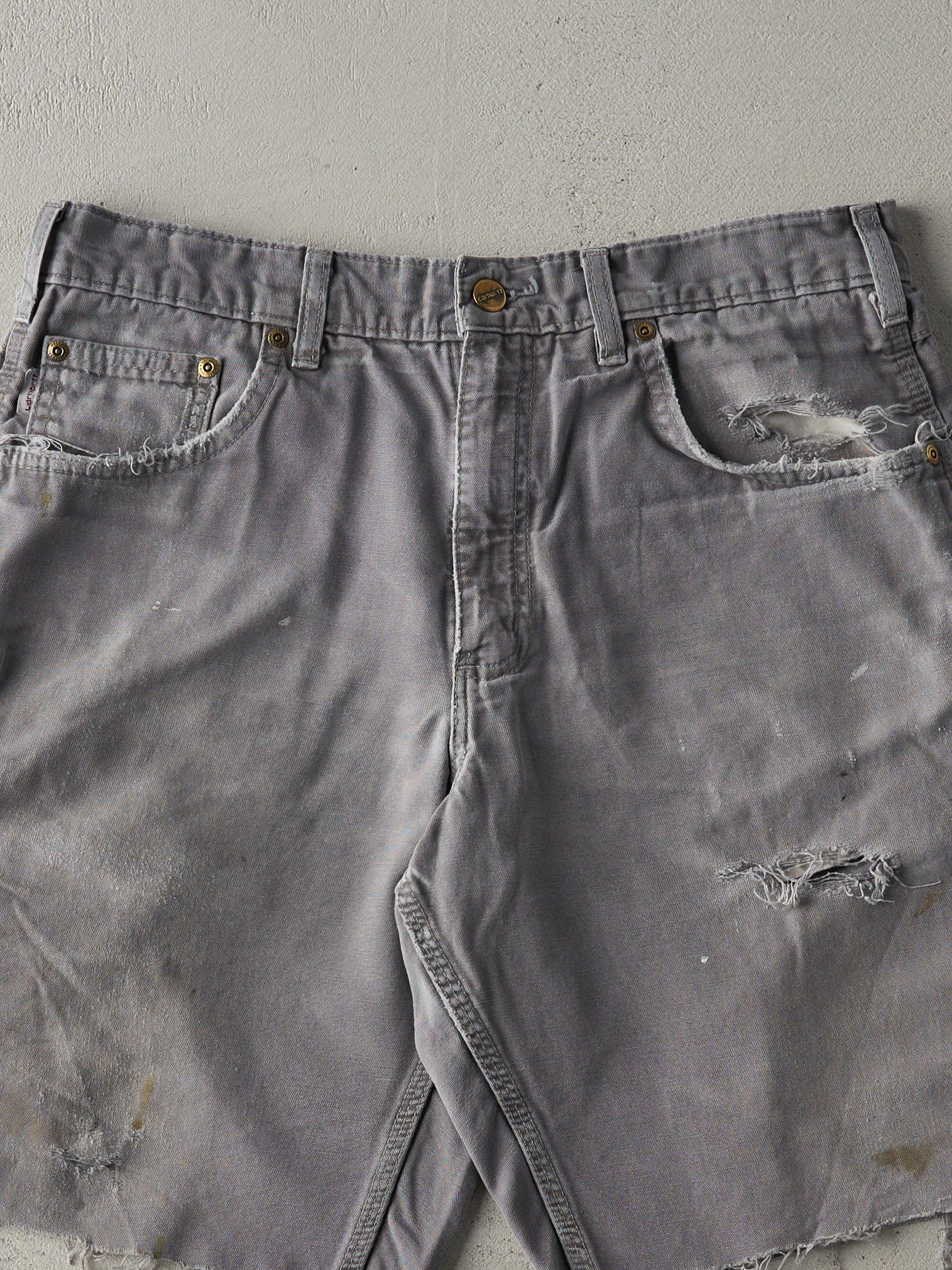 Vintage Y2K Grey Loose Fit Carhartt Carpenter Cut Off Shorts (34x9.5)