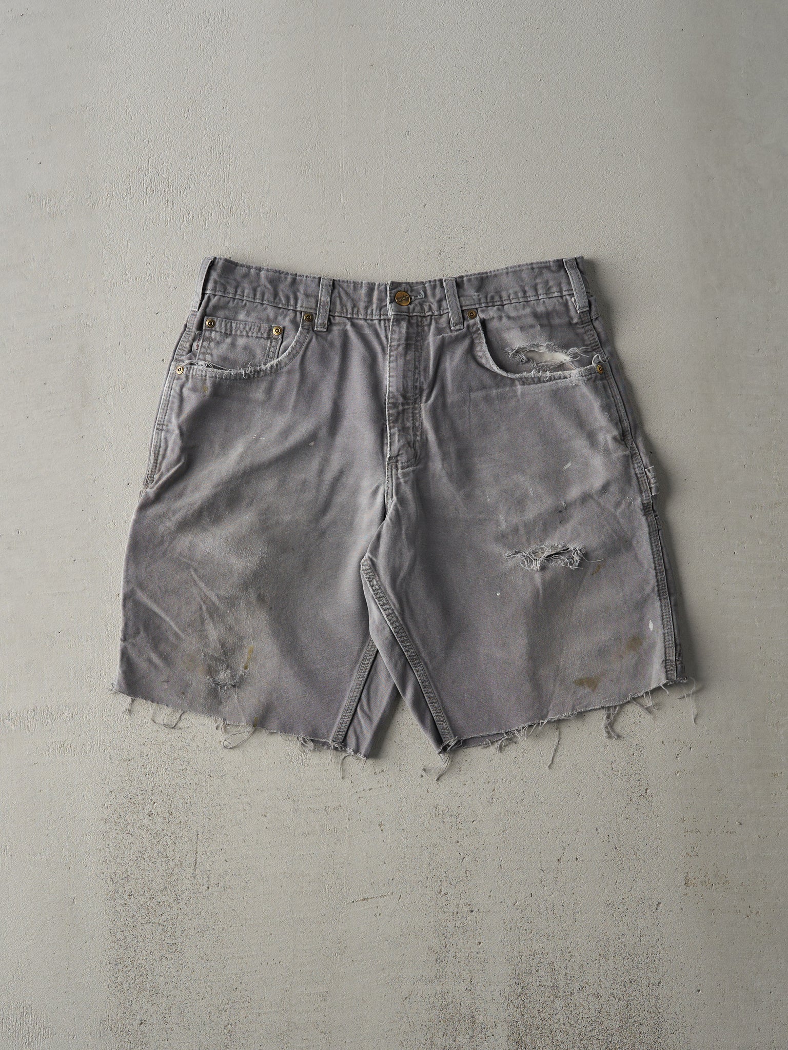 Vintage Y2K Grey Loose Fit Carhartt Carpenter Cut Off Shorts (34x9.5)