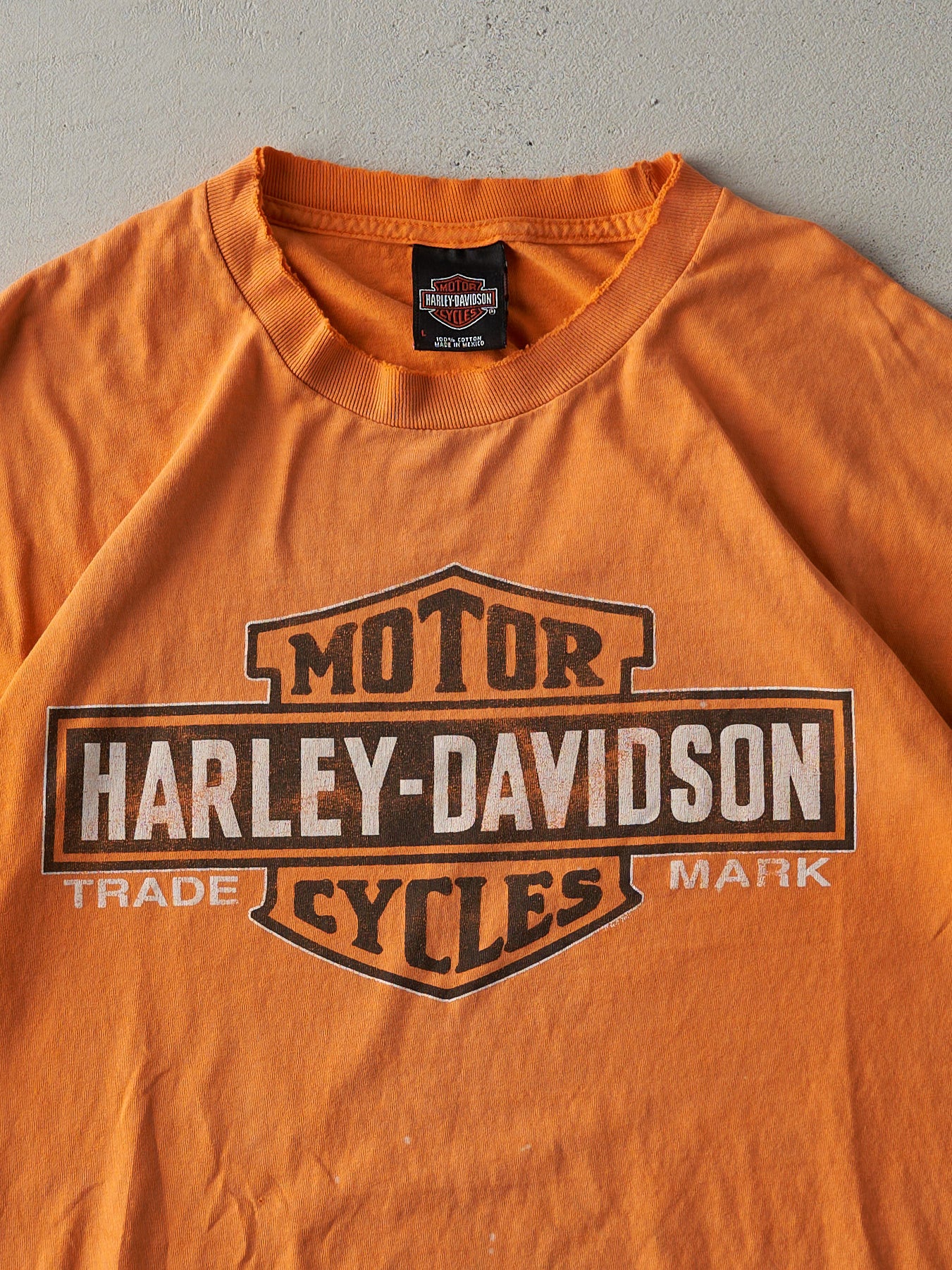 Vintage Y2K Orange Barrie Harley Davidson Tee (M)