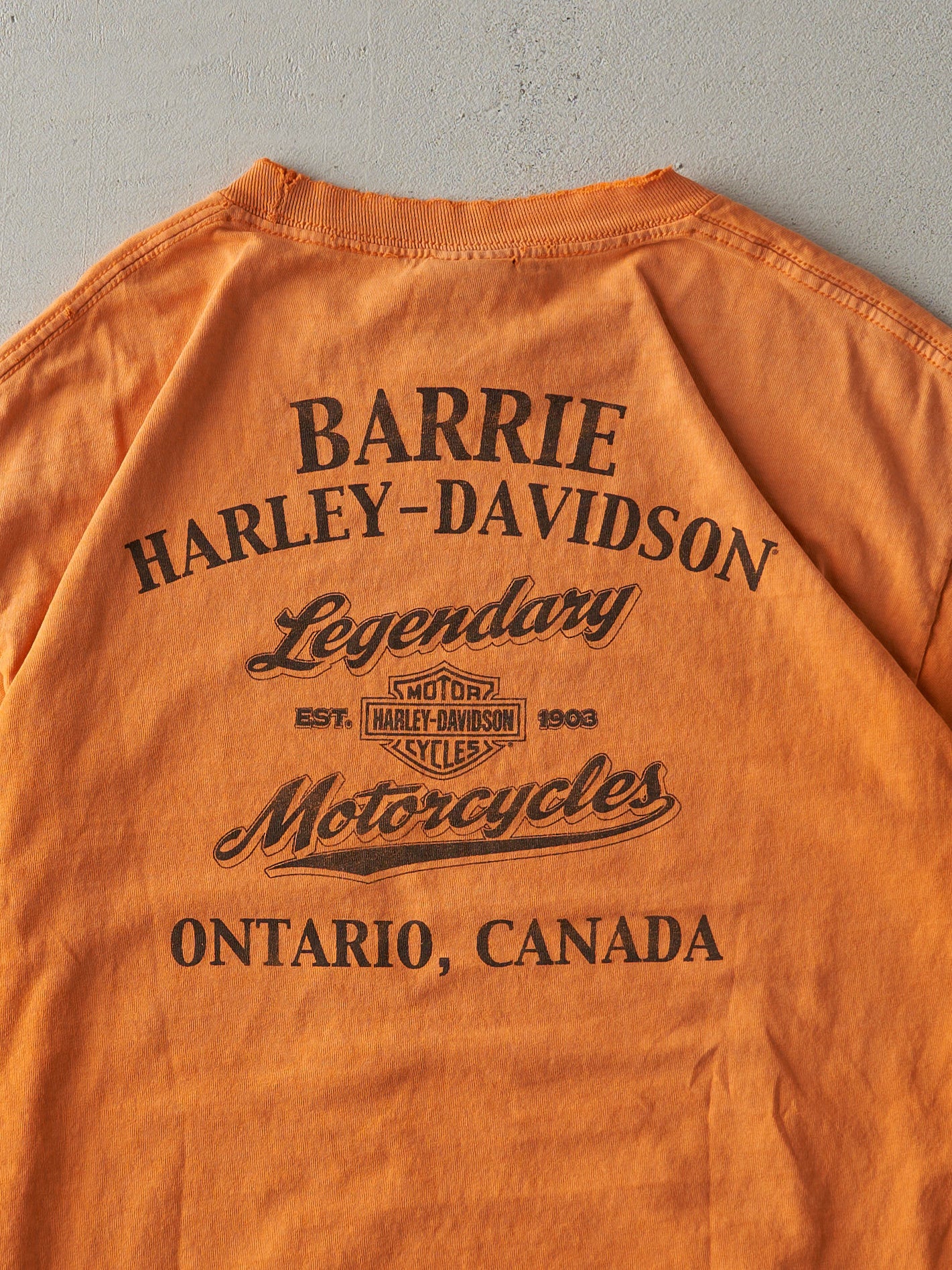 Vintage Y2K Orange Barrie Harley Davidson Tee (M)