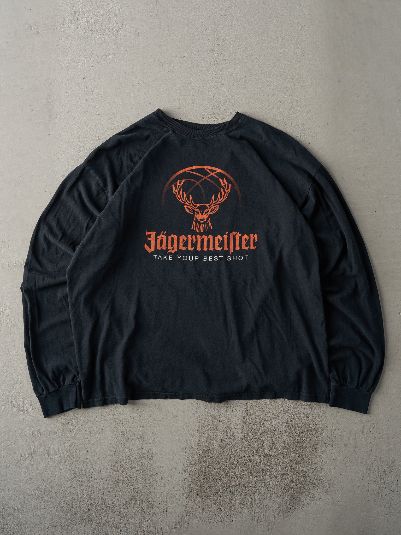 Vintage Y2K Black Jägermeister Basketball Boxy Long Sleeve (L)