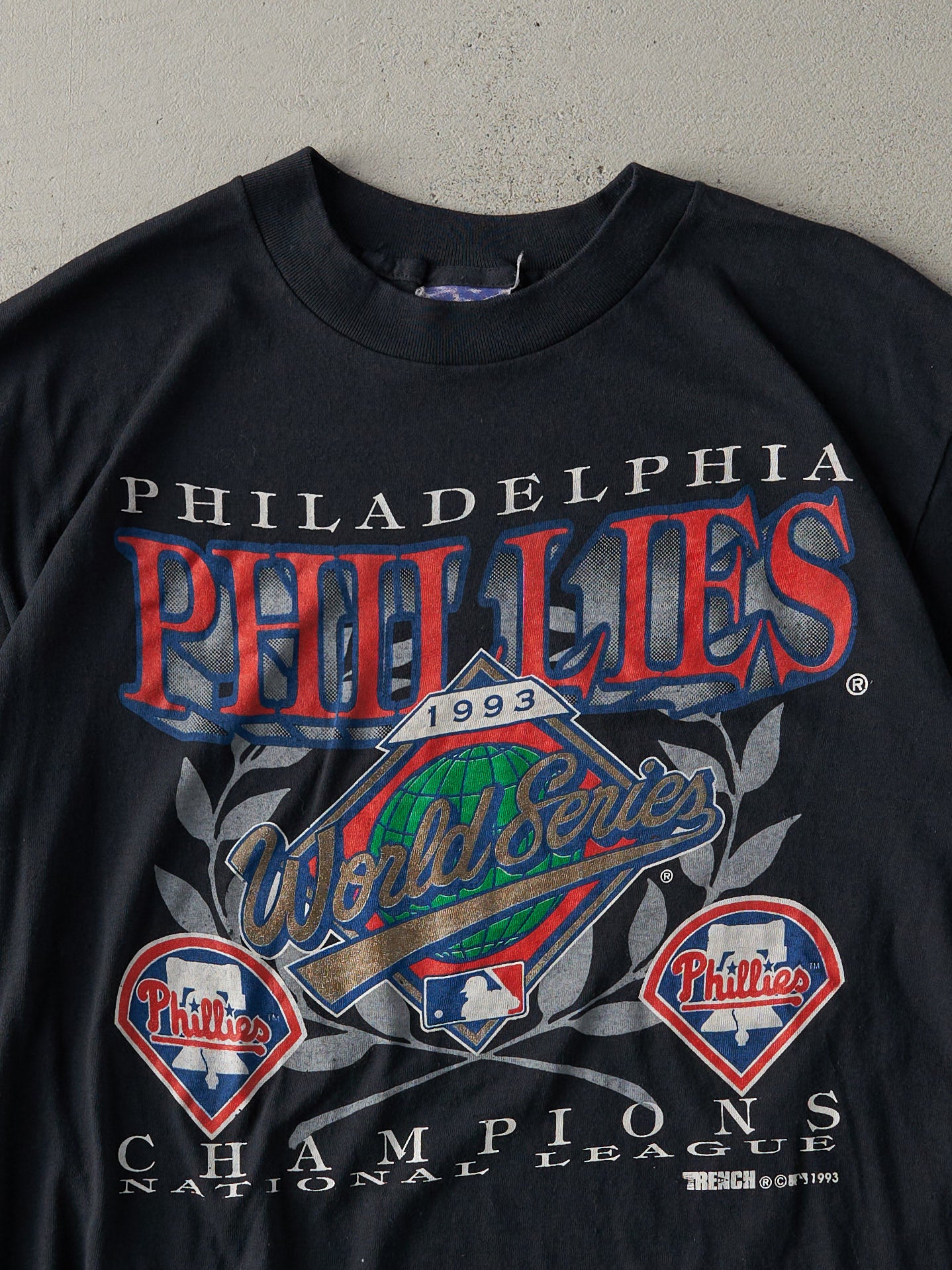 Vintage 93' Black Philadelphia Phillies World Series Single Stitch Tee (M)