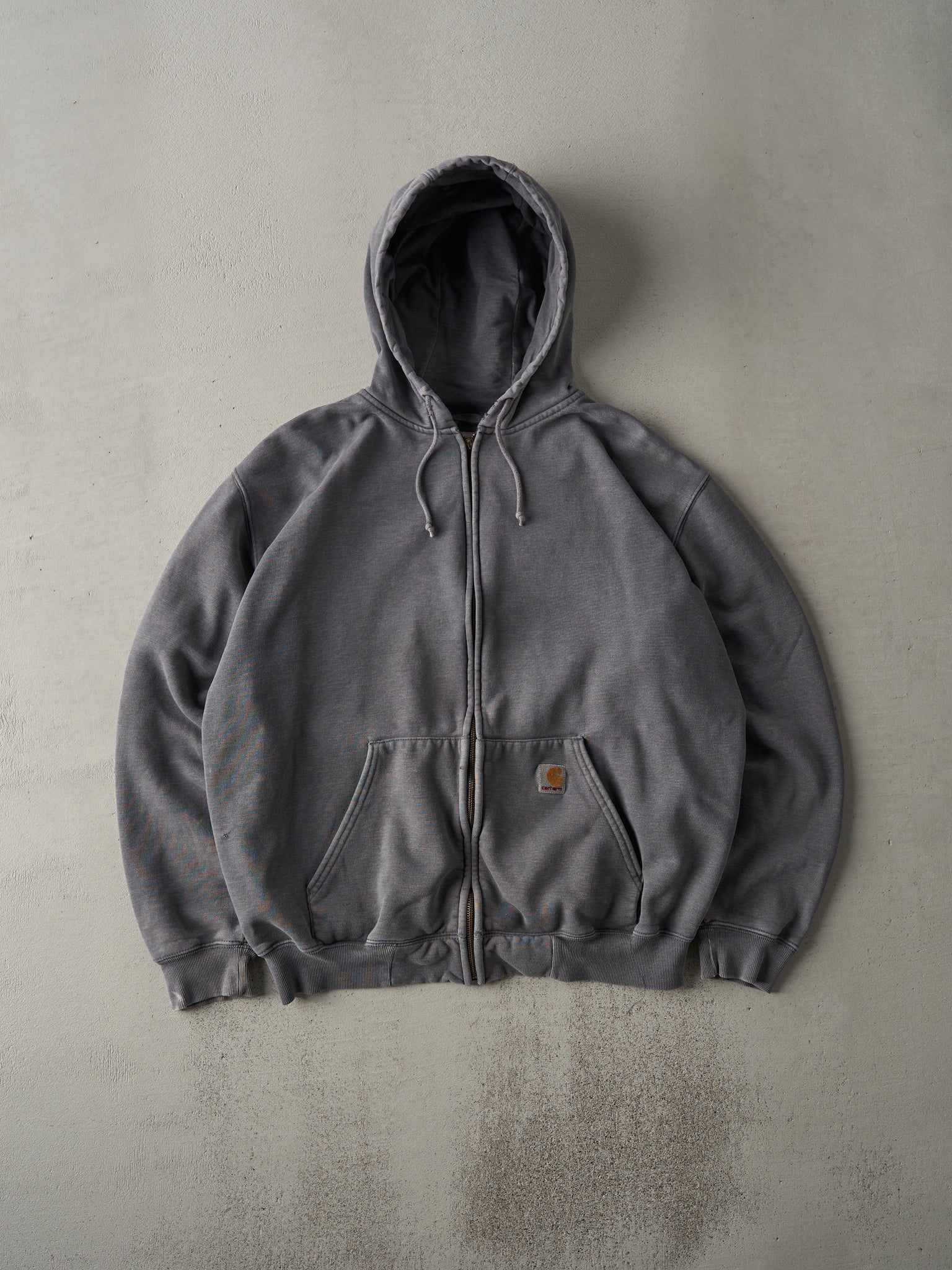 Vintage Y2K Grey Carhartt Zip Up Hoodie (XL)