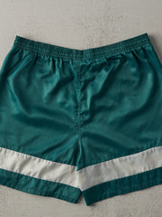 Vintage 80s Green and White Adidas Athletic Shorts (34x6.5)