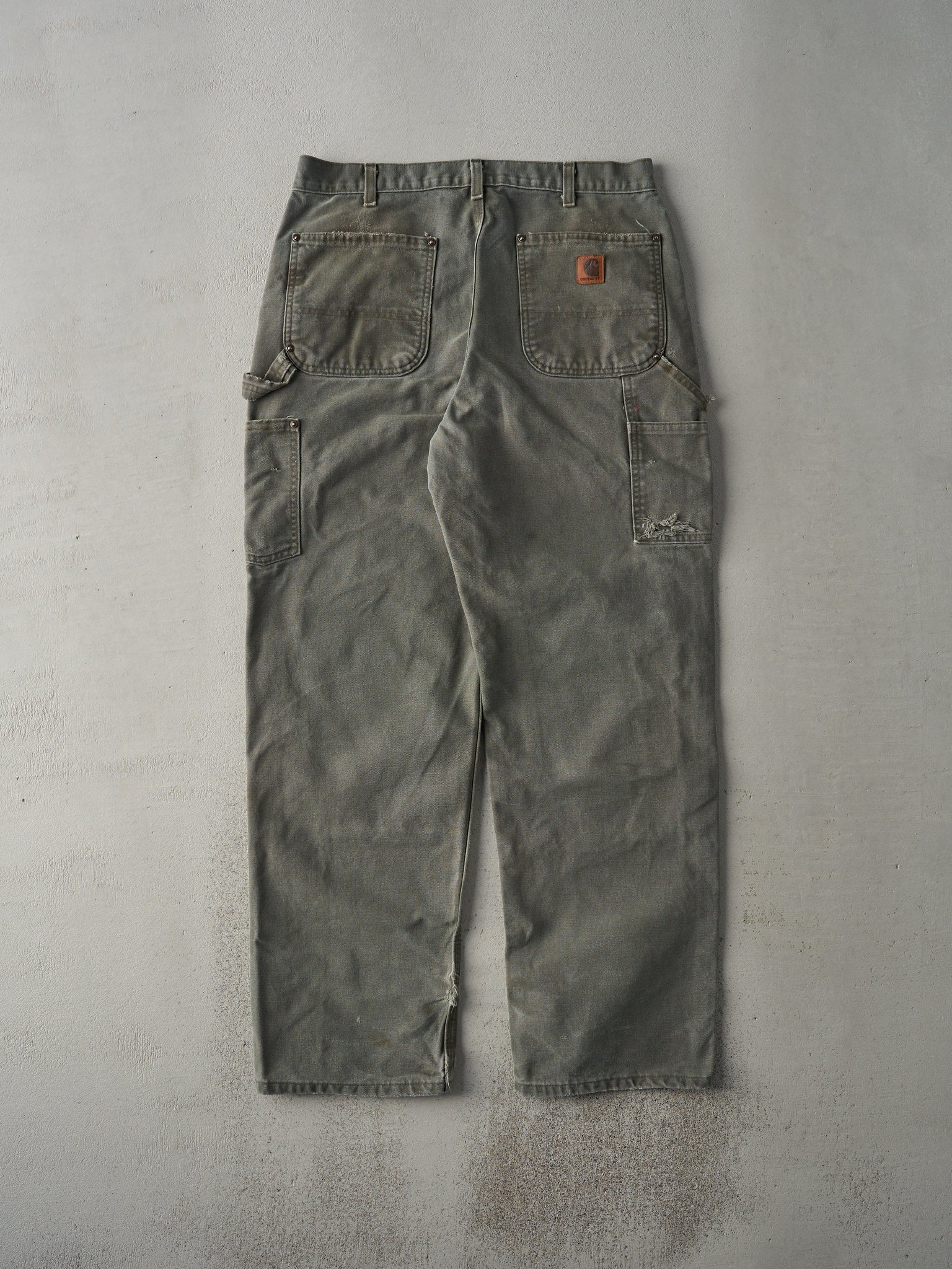 Vintage 90s Green Double Knee Dungaree Fit Carhartt Carpenter Pants (34x30)