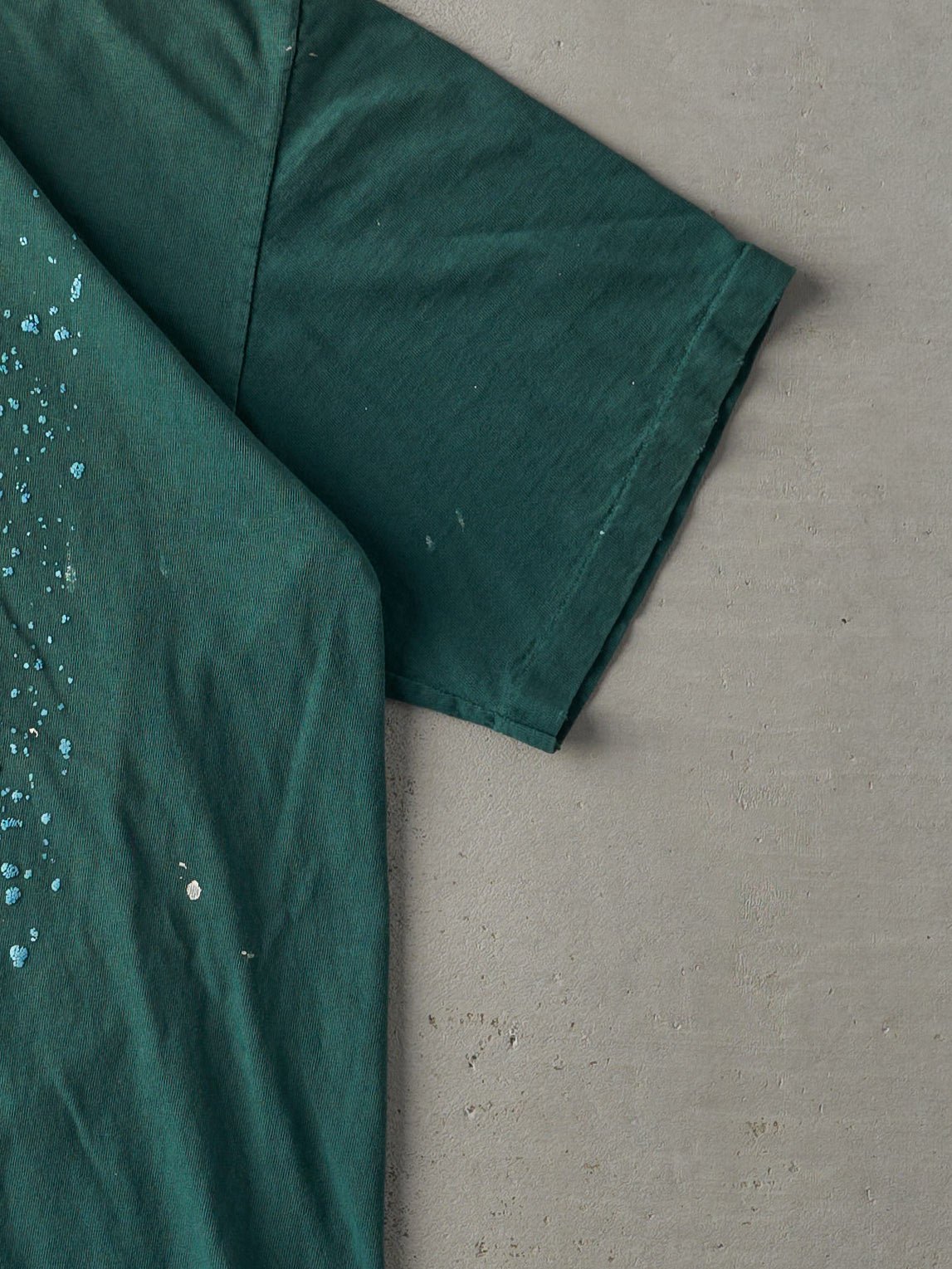 Vintage 90s Forest Green Faded Paint Splatter Tee (M)
