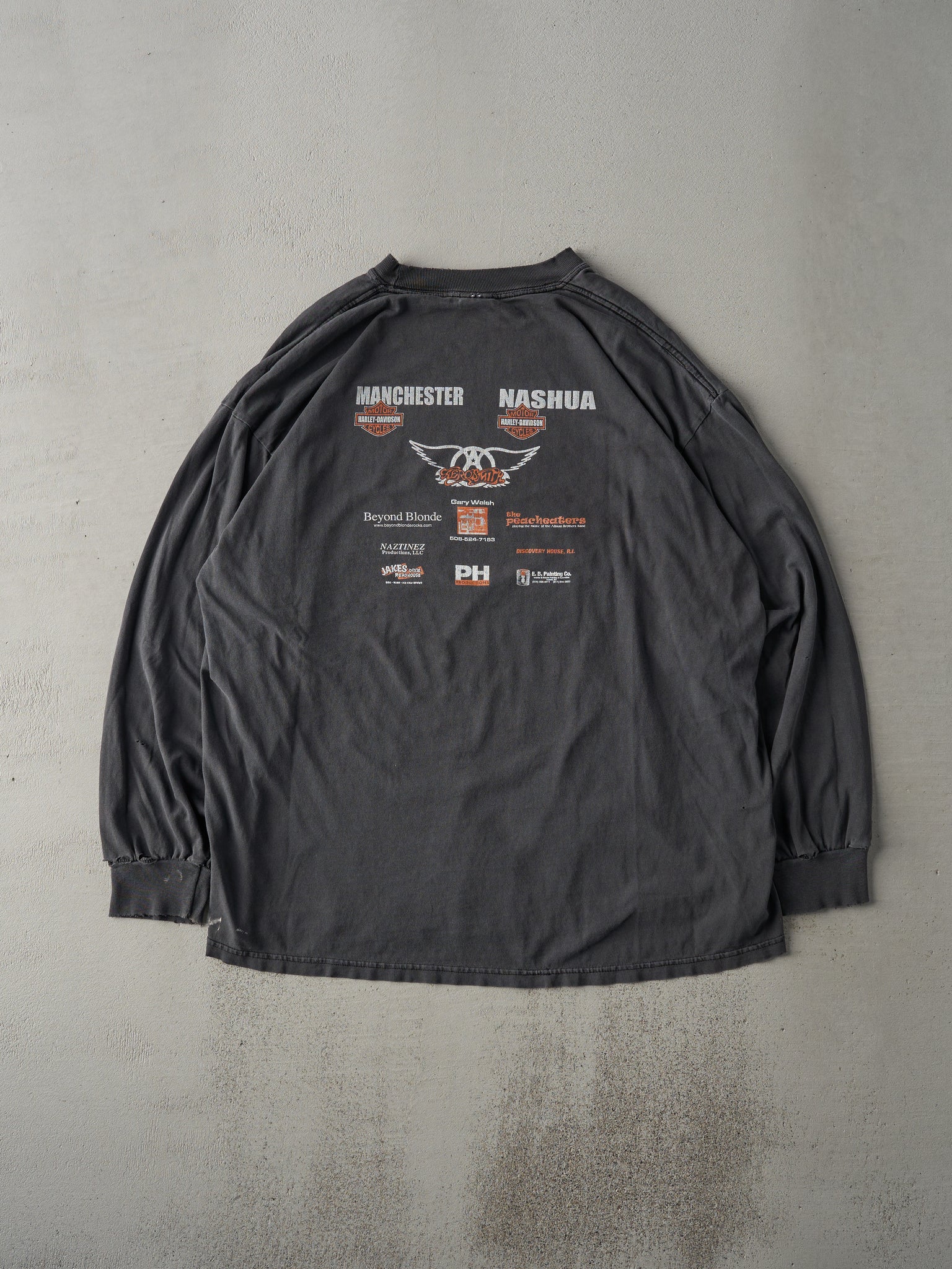 Vintage 90s Faded Black Motorcycle Poker Run Long Sleeve (L)