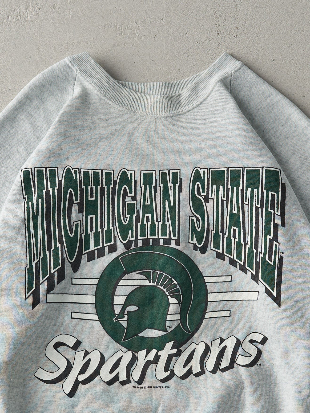 Vintage 91' Heather Grey Michigan State Spartans Crewneck (M)