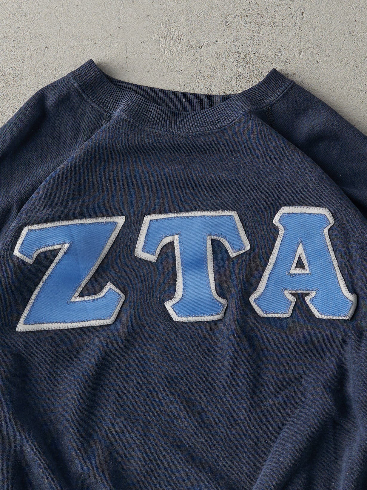 Vintage 70s Navy Blue Greek Letters Crewneck (M)