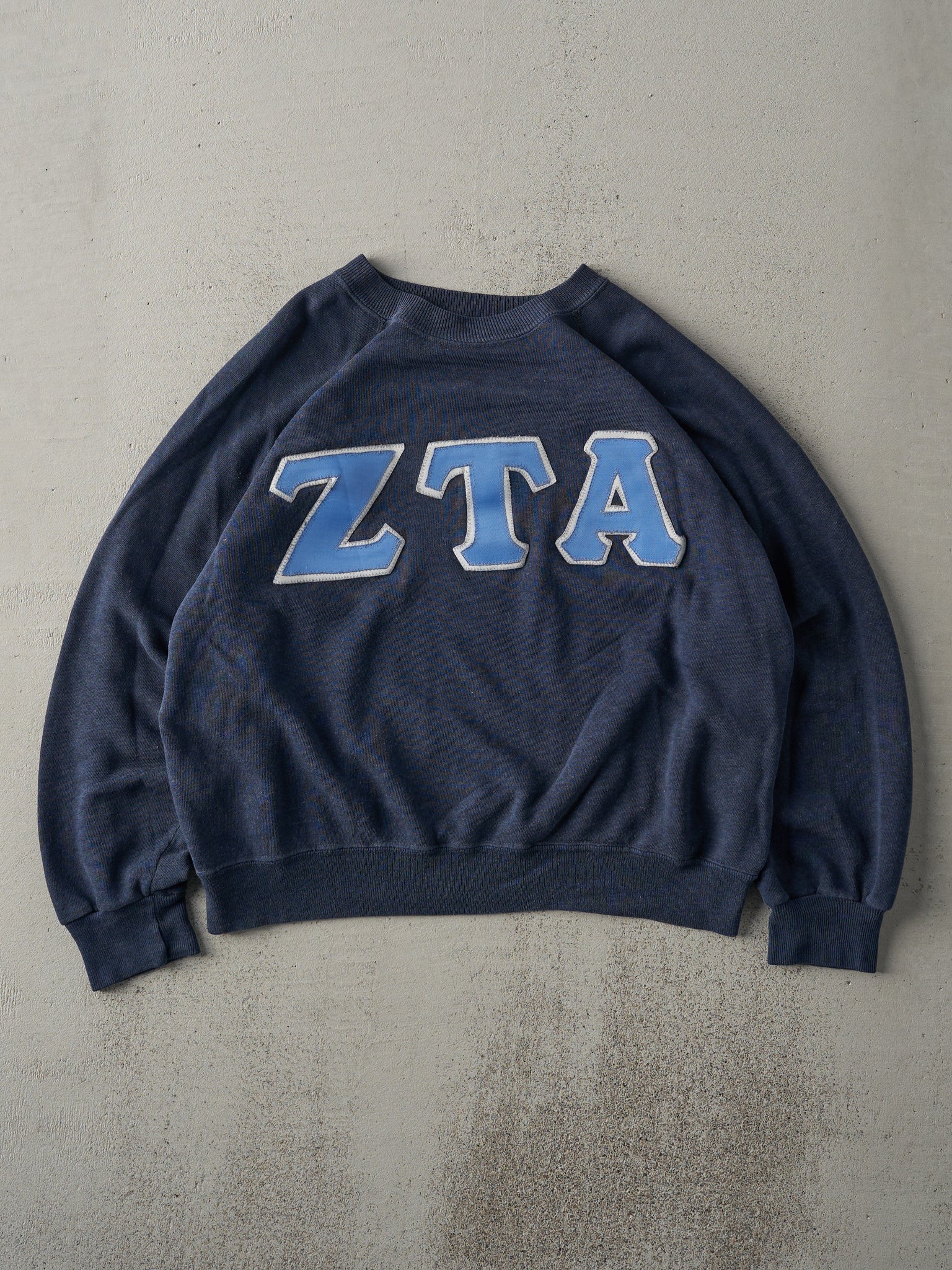 Vintage 70s Navy Blue Greek Letters Crewneck (M)