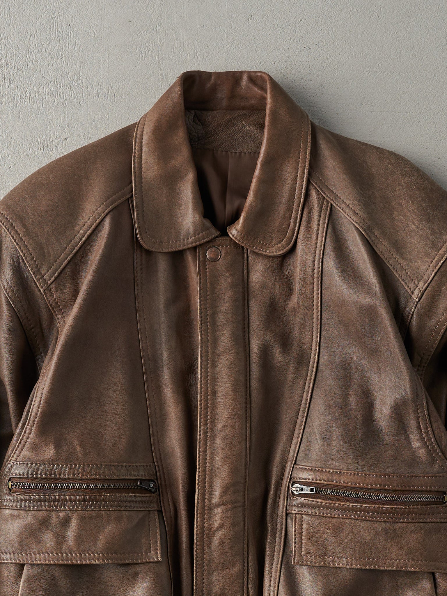 Vintage 80s Brown Leather Jacket (S/M)