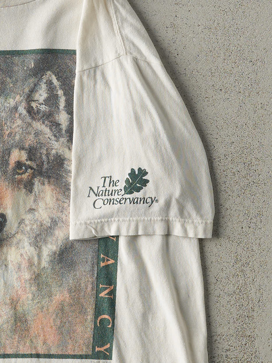 Vintage 90s Beige Nature Conservancy Wolf Tee (S/M)