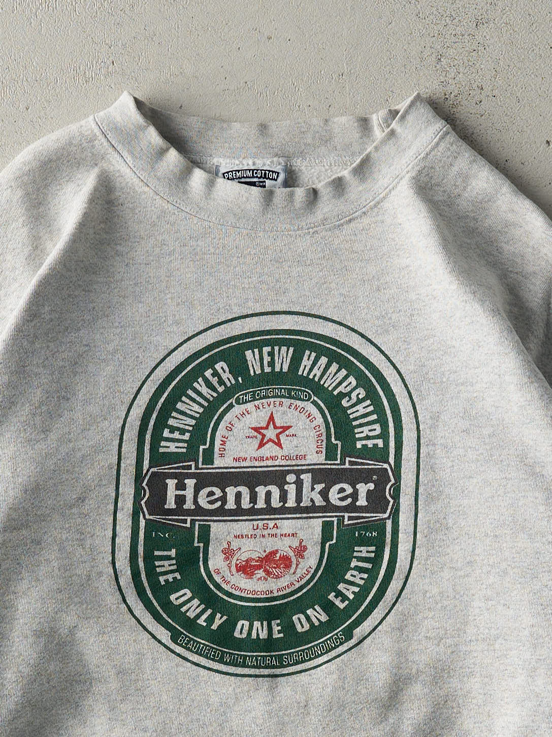 Vintage 90s Heather Grey Henniker, NH Crewneck (L)