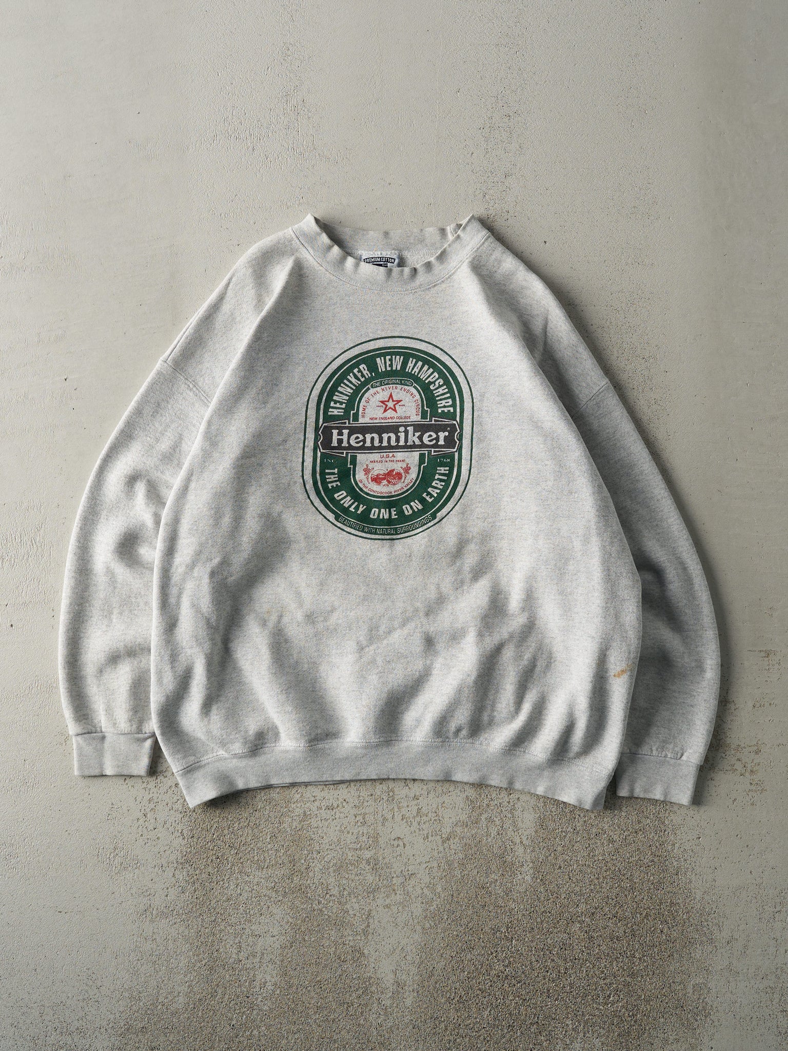 Vintage 90s Heather Grey Henniker, NH Crewneck (L)