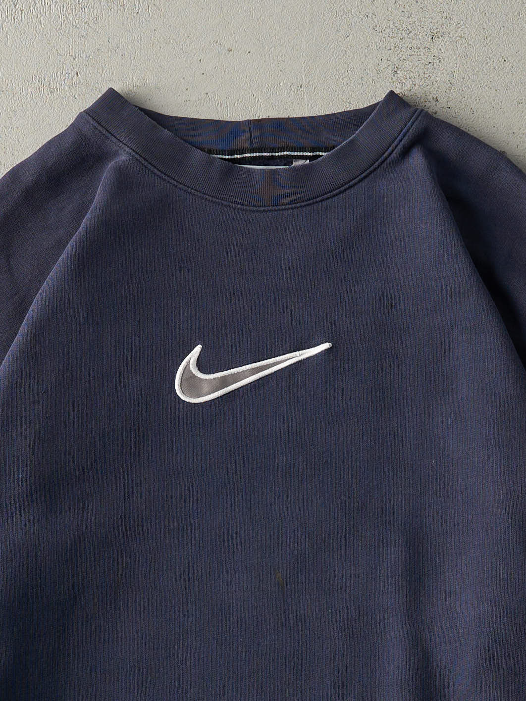 Vintage Y2K Navy Blue Embroidered Nike Swoosh Crewneck (XL)