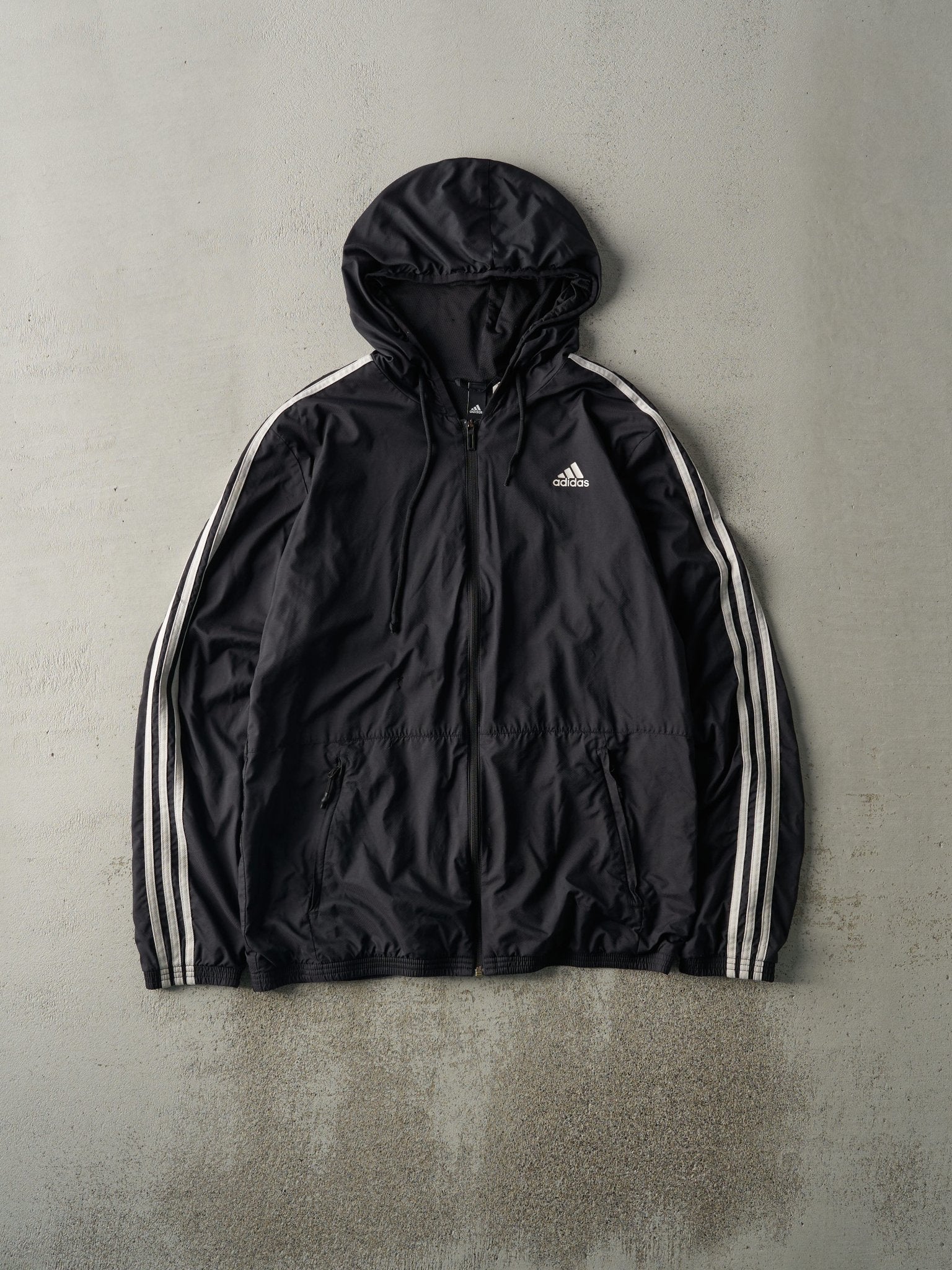 Vintage Y2K Black Adidas Light Weight Windbreaker Jacket (M)