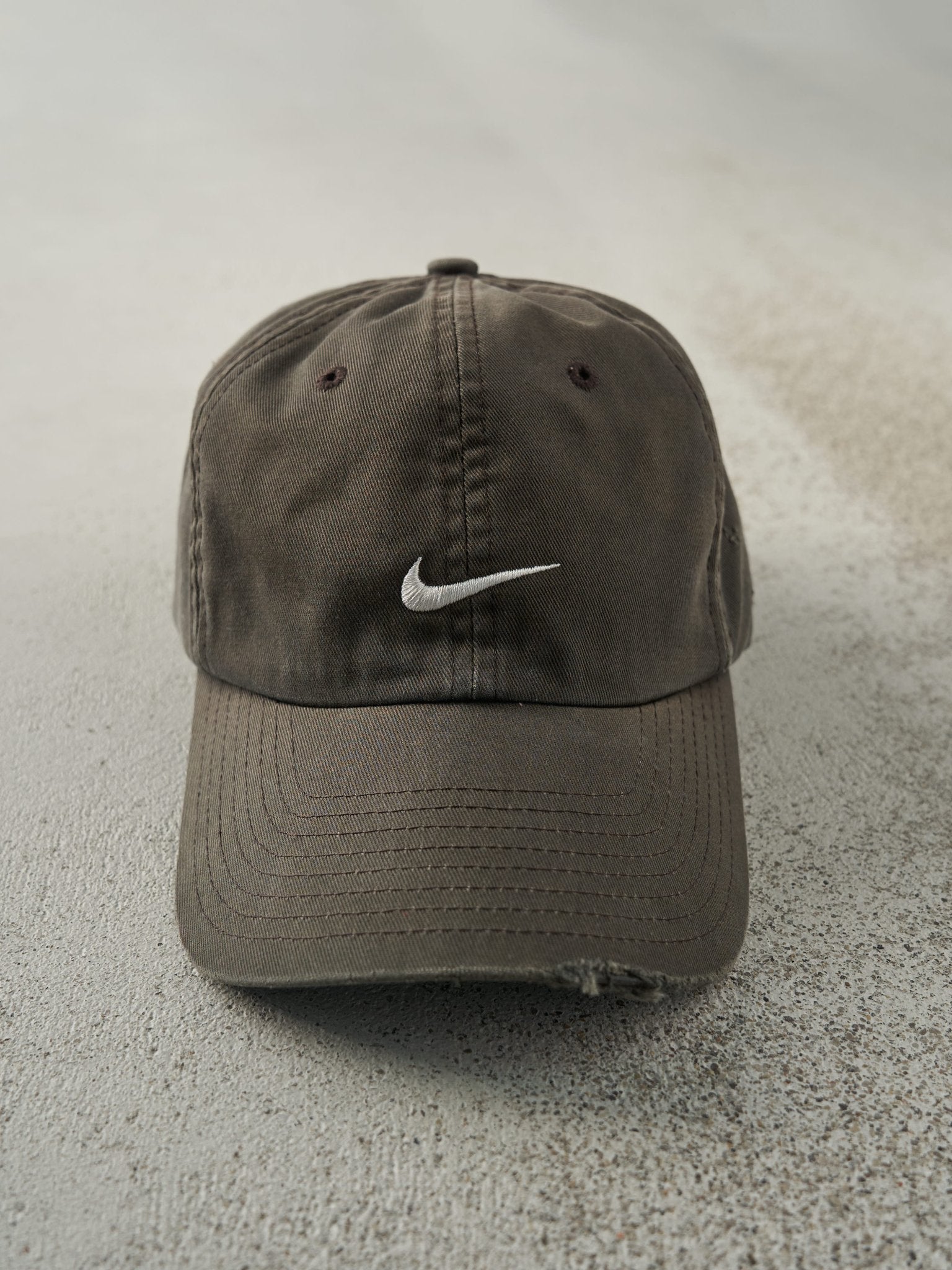 Vintage 90s Faded Black Embroidered Nike Swoosh Strapback Hat
