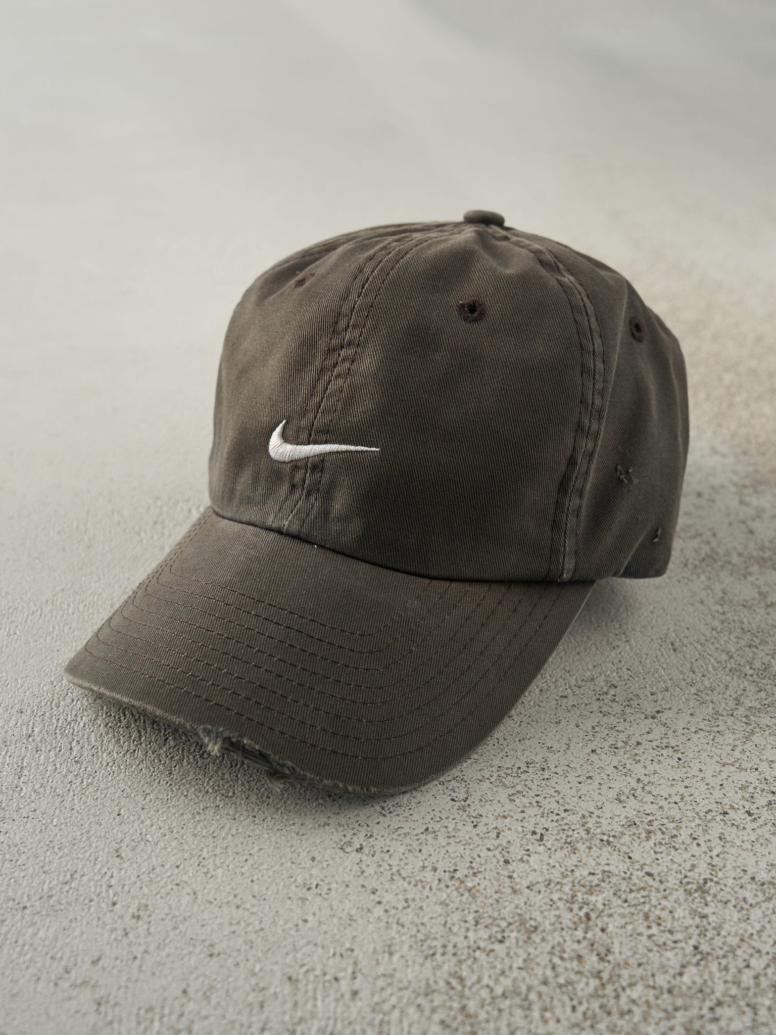 Vintage 90s Faded Black Embroidered Nike Swoosh Strapback Hat