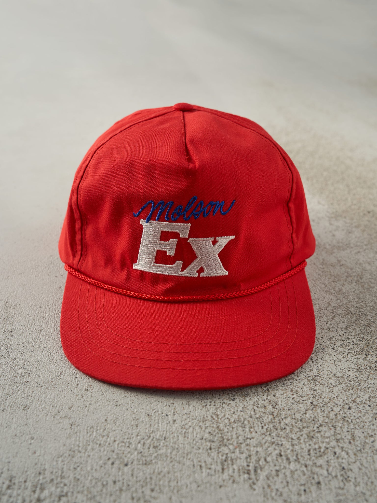 Vintage 90s Red Embroidered Molson Ex Snapback Hat