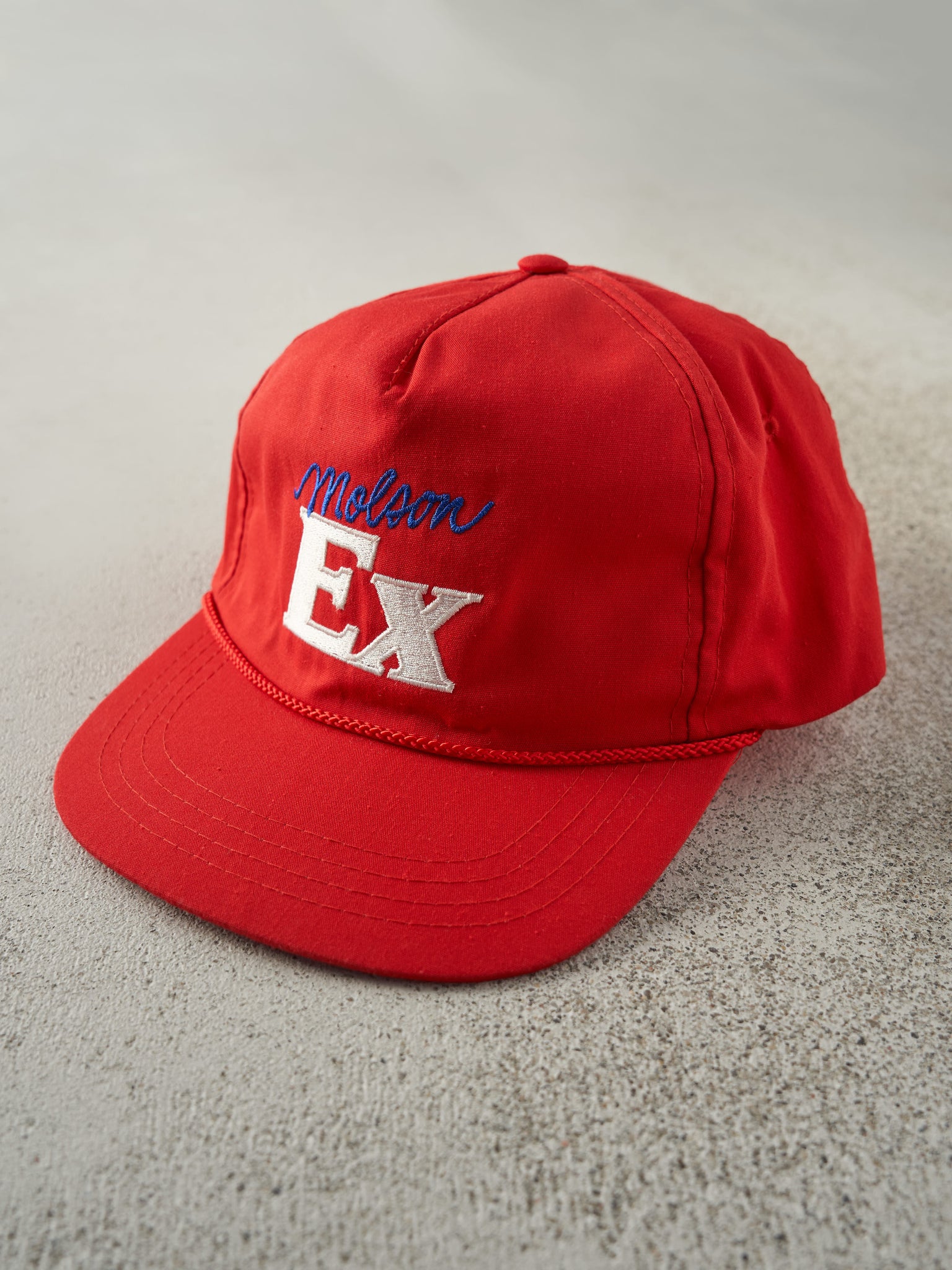 Vintage 90s Red Embroidered Molson Ex Snapback Hat