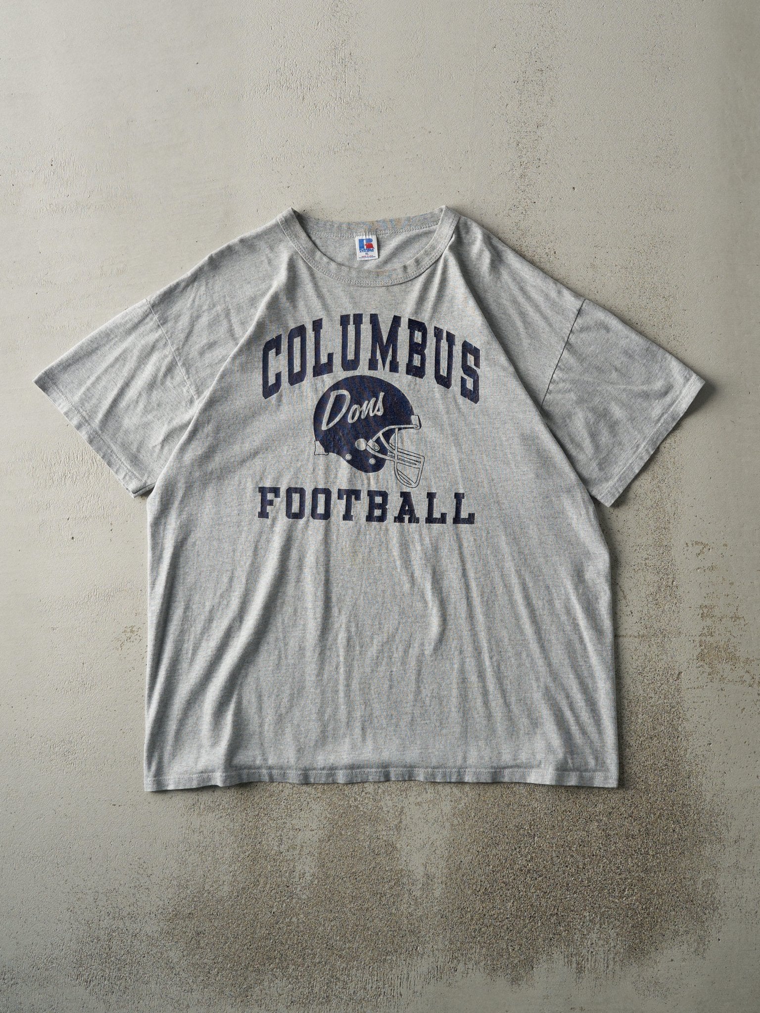 Vintage 90s Grey Columbus Football Russell Athletic Tee (L)