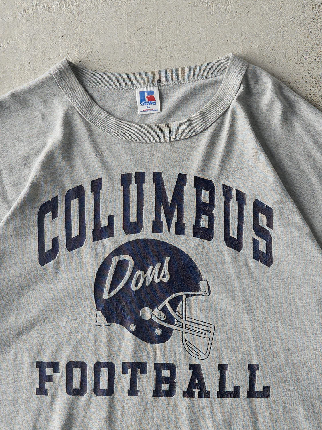 Vintage 90s Grey Columbus Football Russell Athletic Tee (L)