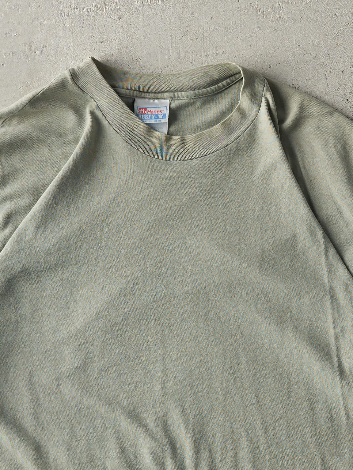 Vintage Y2K Sun Faded Green Blank Tee (L)